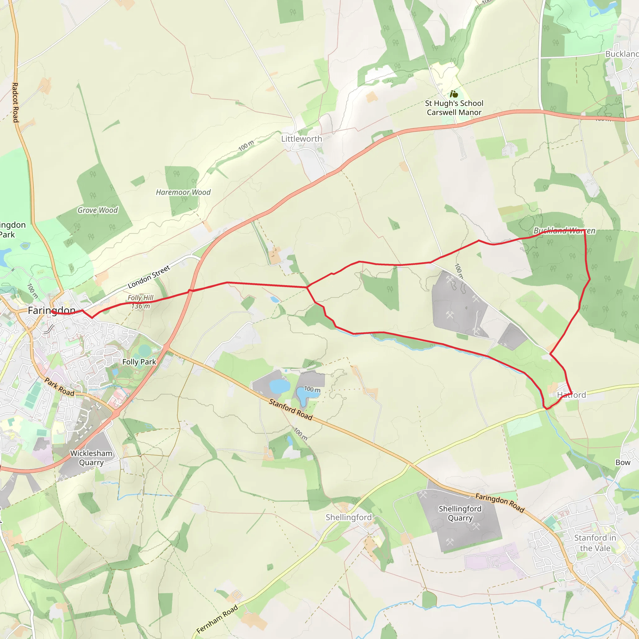Faringdon Folly - Buckland Warren and Hatford mobile static map