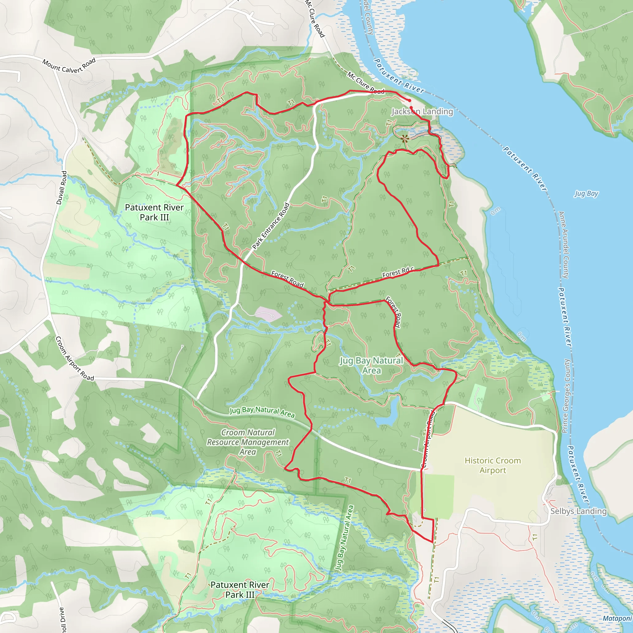 Blue Trail and Red Loop Trail mobile static map
