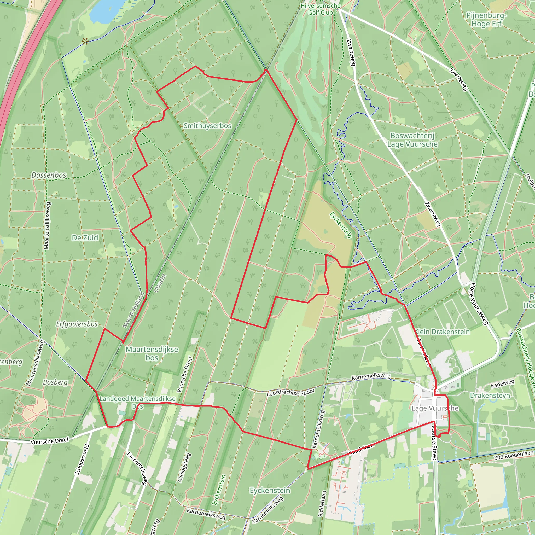 Maartensdijkse Bos and Smithuyserbos Loop mobile static map