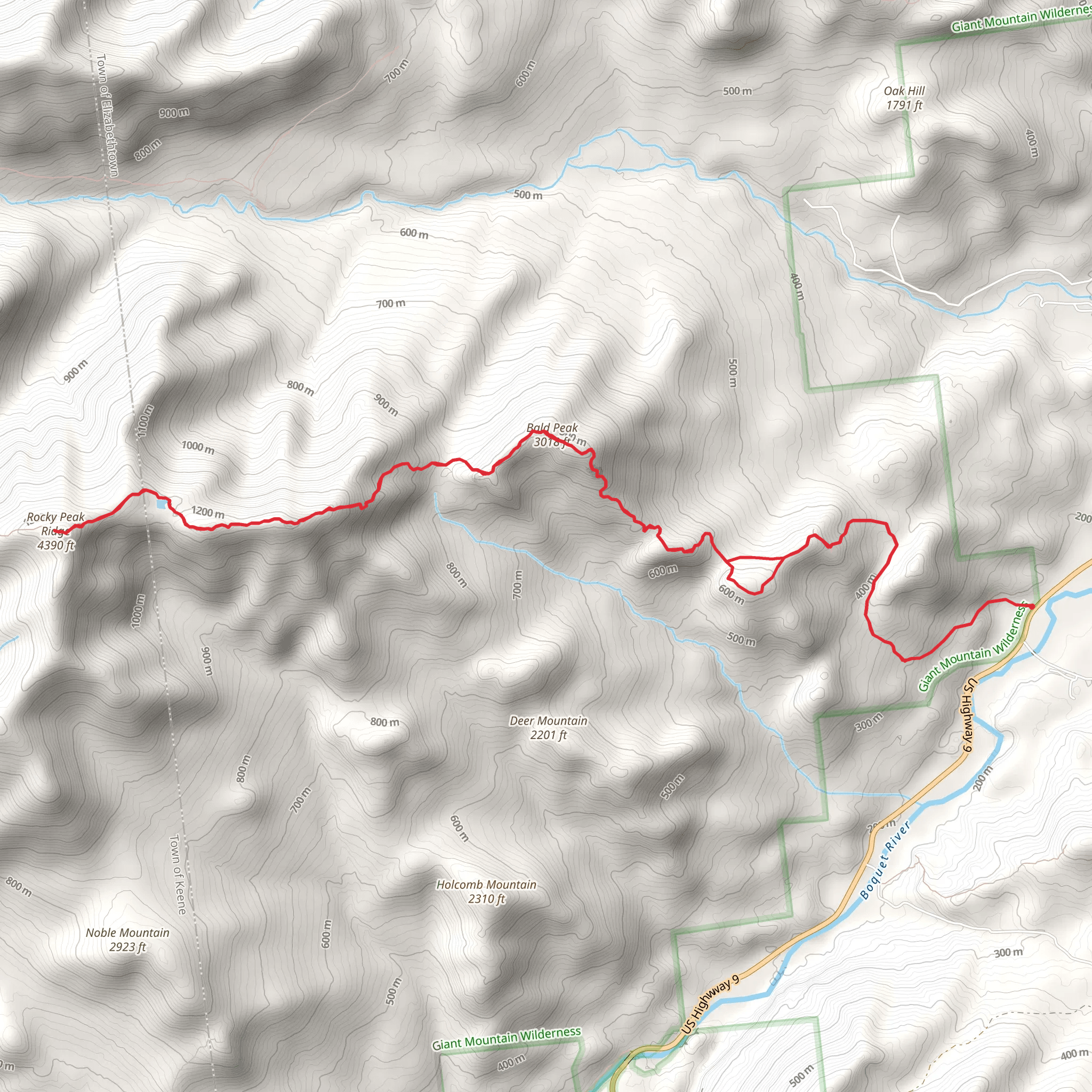Bald Peak, Marie Louise Pond and Rocky Peak Ridge Trail mobile static map