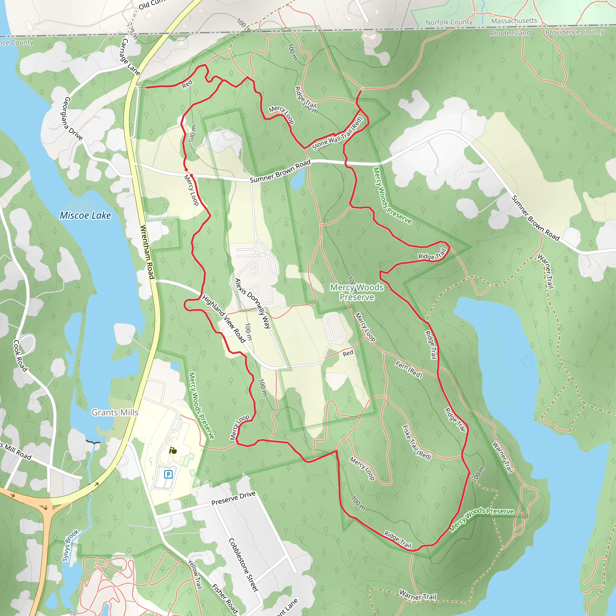 Mercy, Ridge and Stone Wall Loop Trail mobile static map
