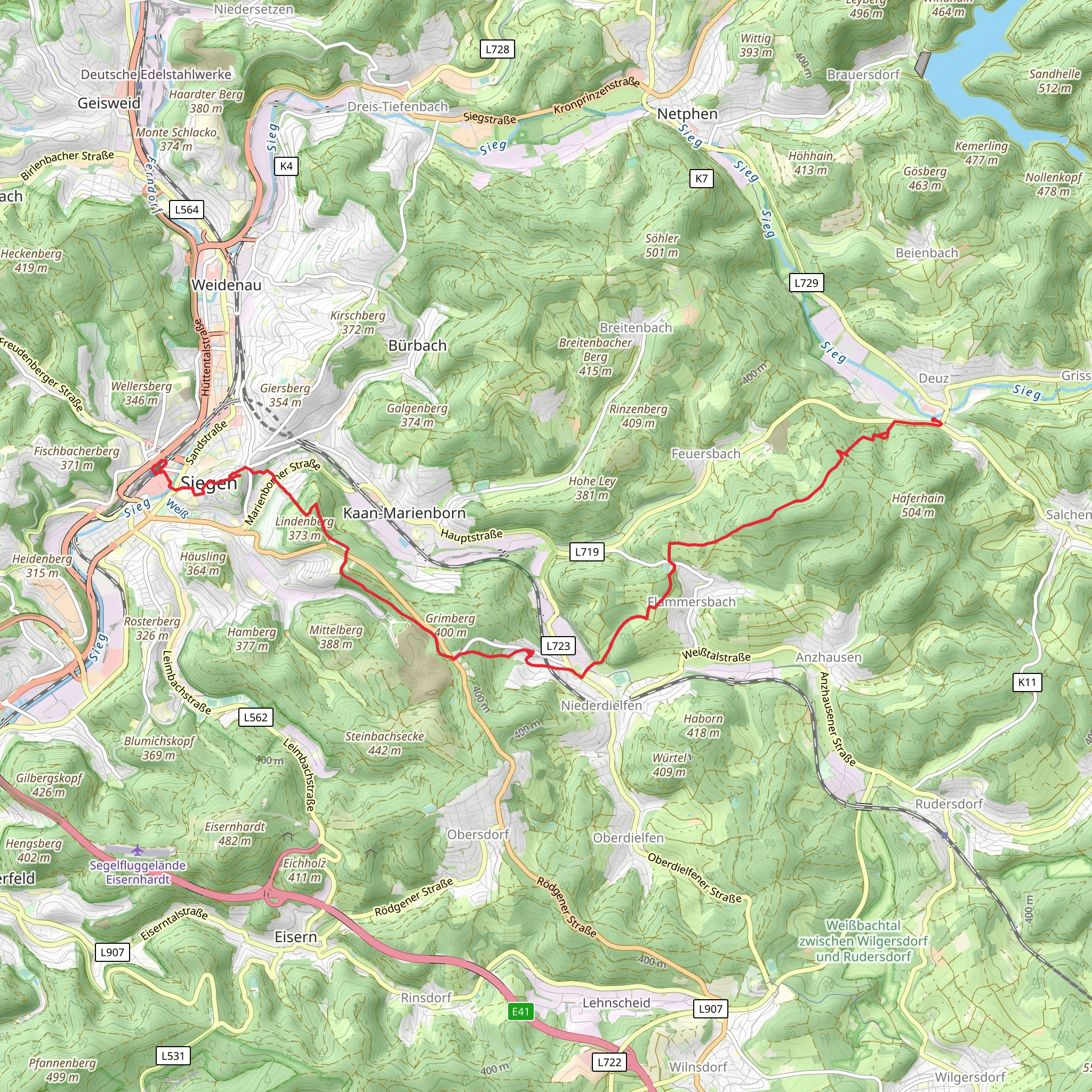 Siegen to Deuz mobile static map