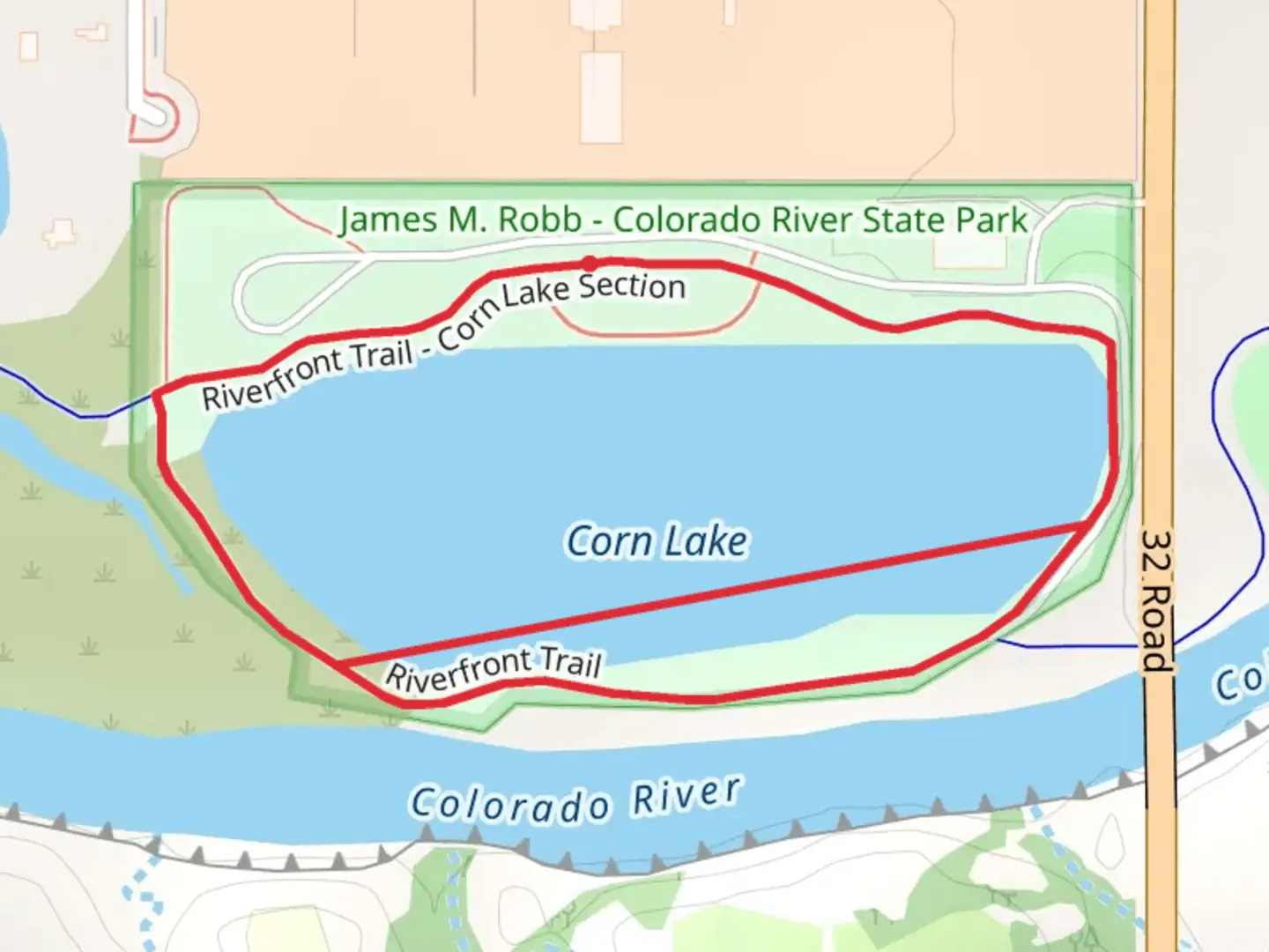 An image depicting the trail Corn Lake Loop and its surrounding area.
