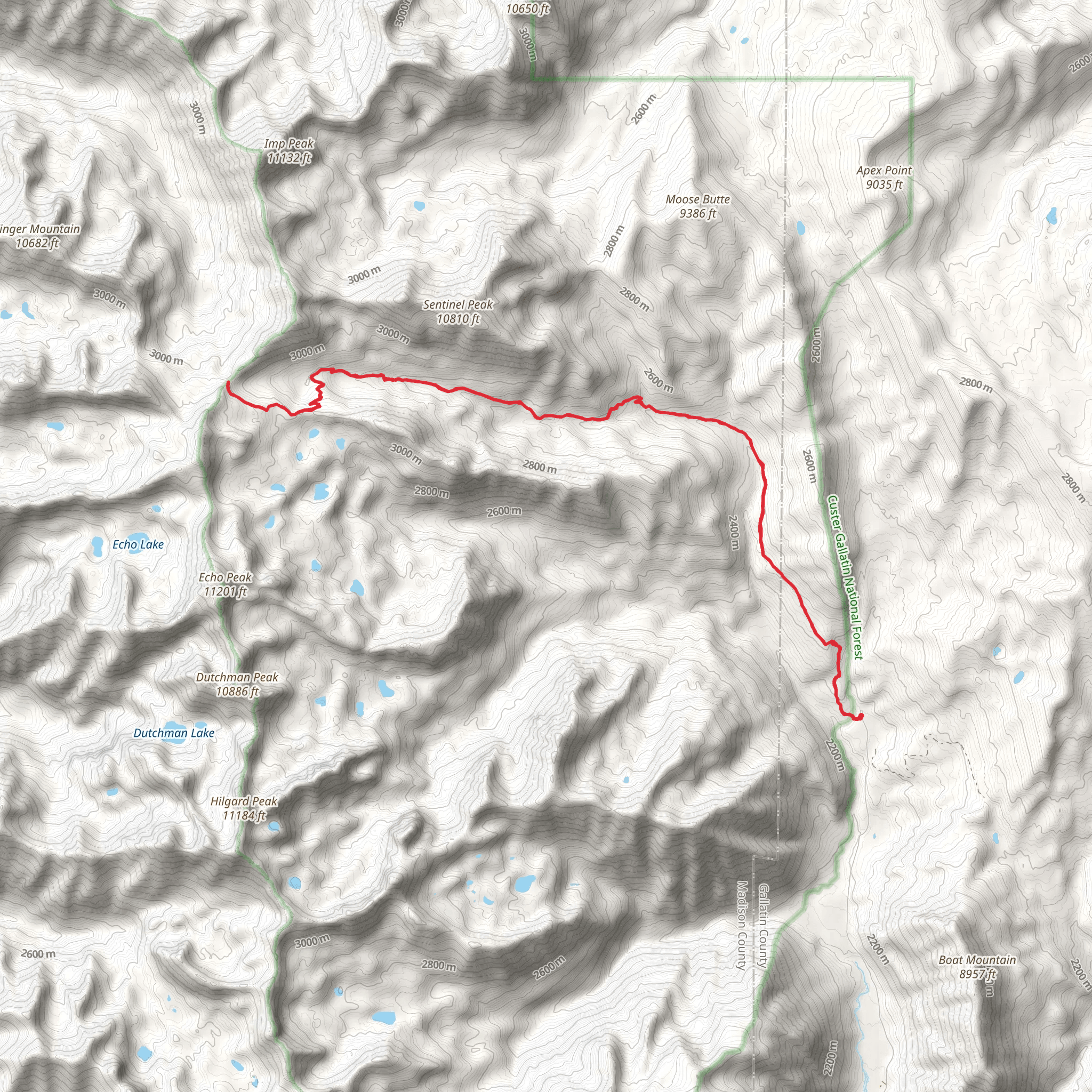 Sentinel Creek to Expedition Pass Trail mobile static map