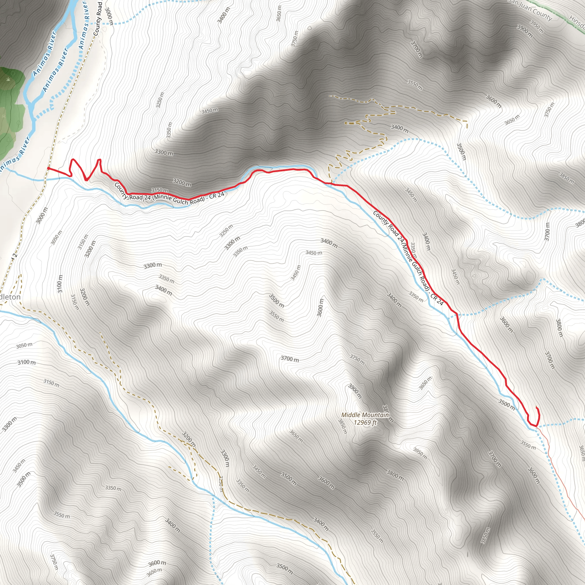 County Road 24 - Minnie Gulch Road mobile static map
