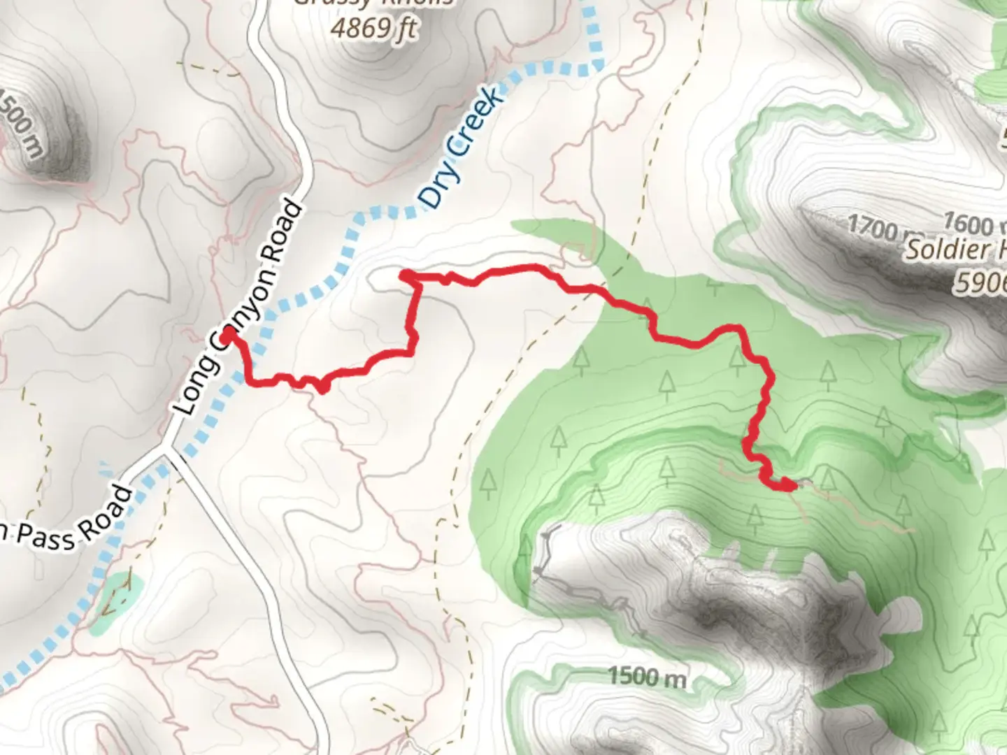 An image depicting the trail Chuckwagon and Devil's Bridge Trail and its surrounding area.