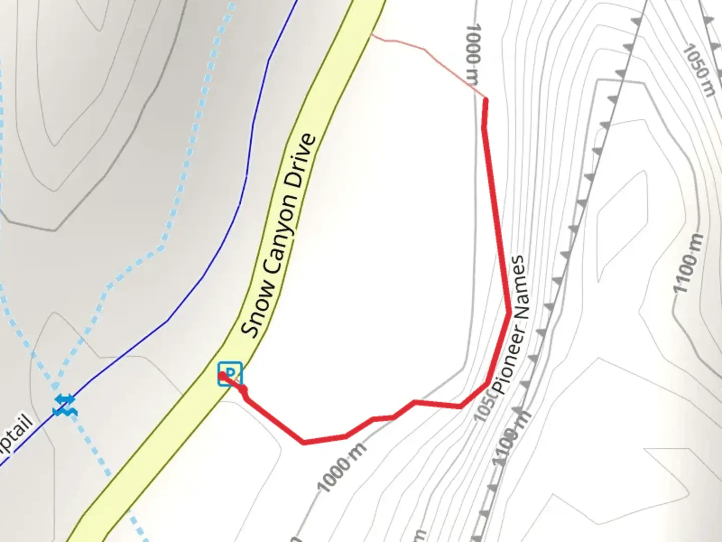 An image depicting the trail Pioneer Names Trail and its surrounding area.