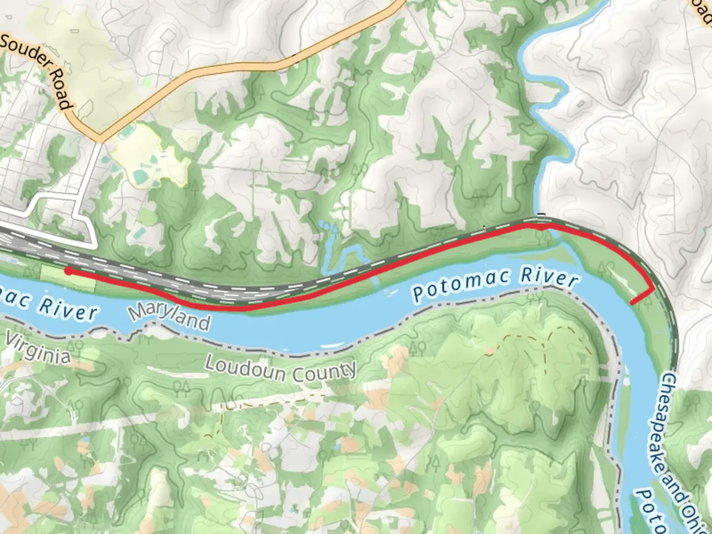 An image depicting the trail Chesapeake and Ohio Canal Trail - Brunswick Family Campground and its surrounding area.