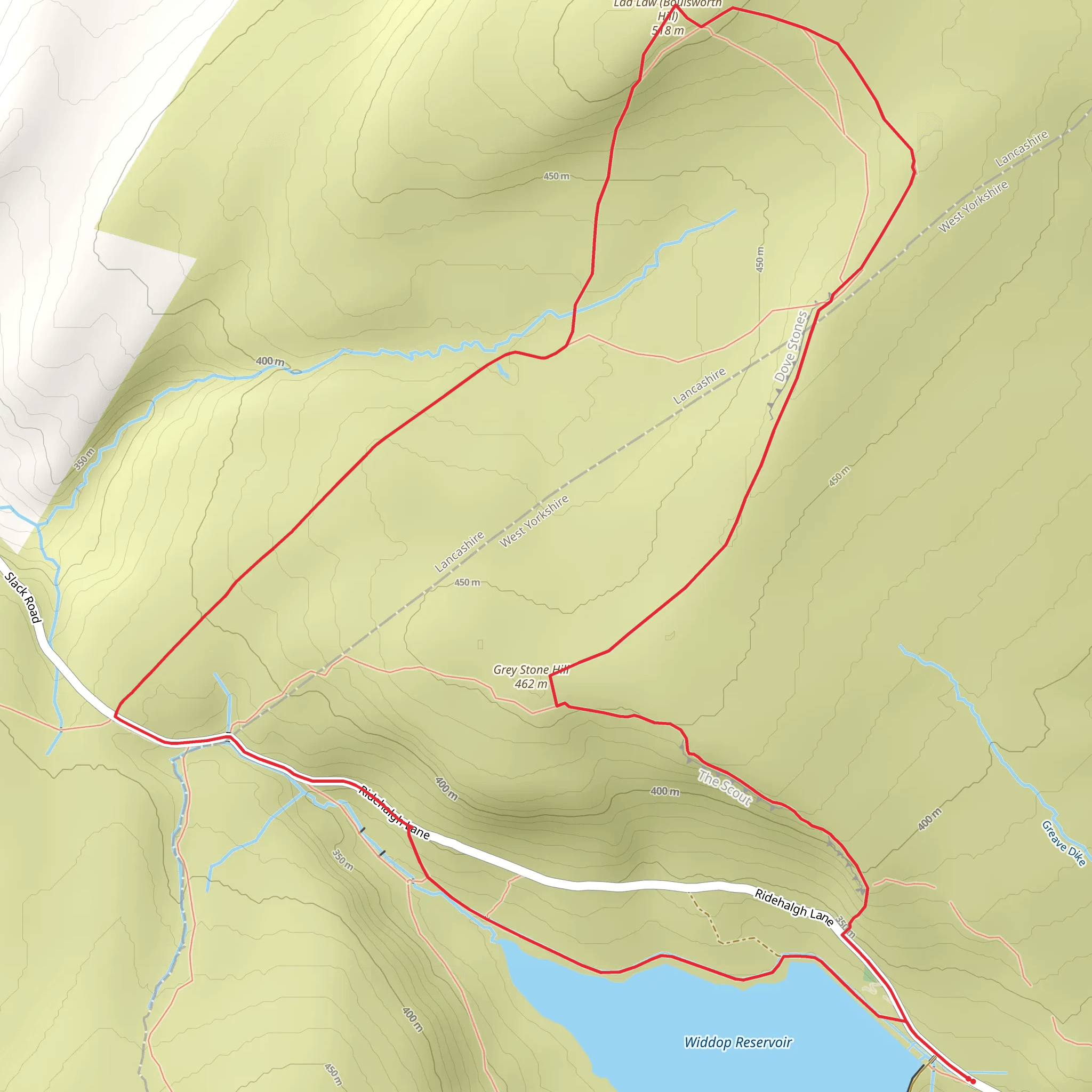 Boulsworth Hill Loop via Widdop Reservoir mobile static map