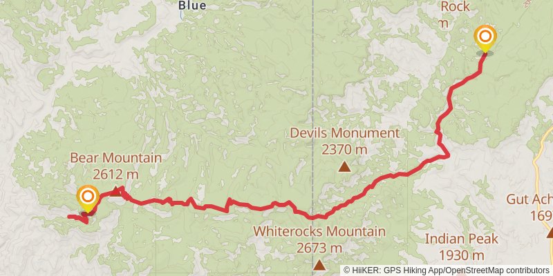 WS Lake Trail via W S Mountain Trail stage 4 Map
