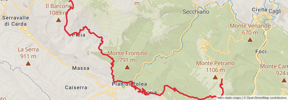 Sentiero Italia - Apennines Section stage 30 Map