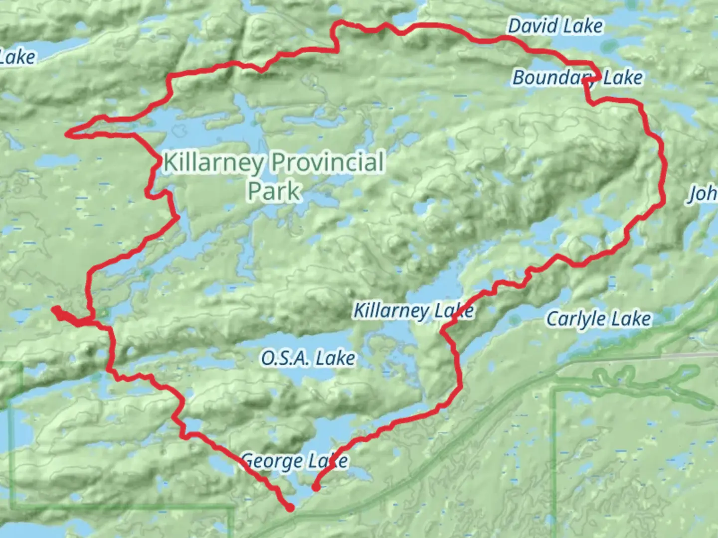 An image depicting the trail La Cloche Silhouette Trail and its surrounding area.