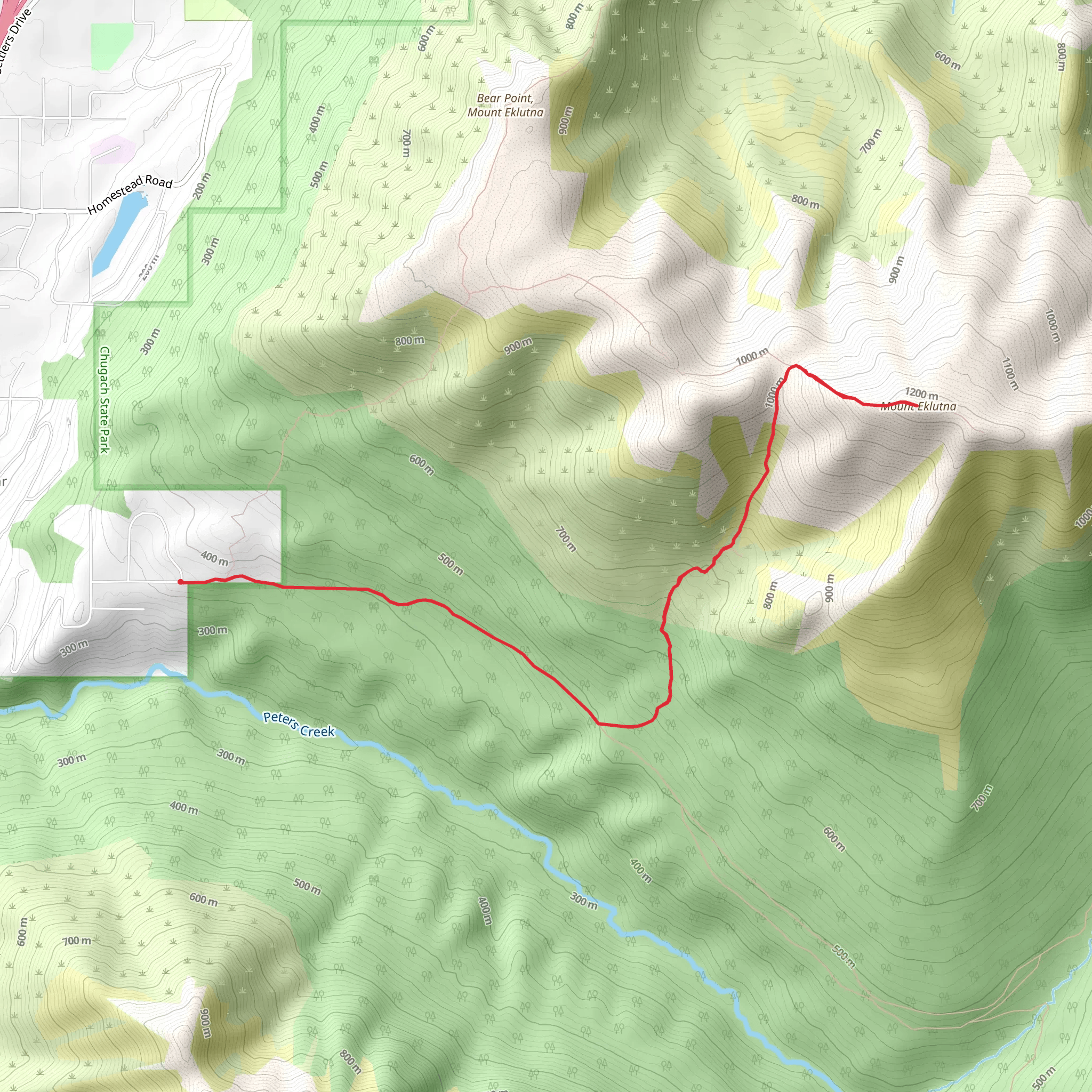 Mt Eklutna via Peters Creek Trail mobile static map