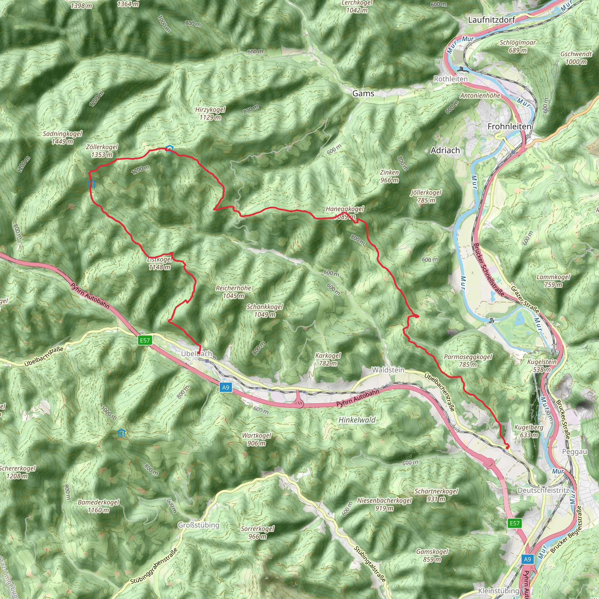 Übelbach to Zitoll mobile static map