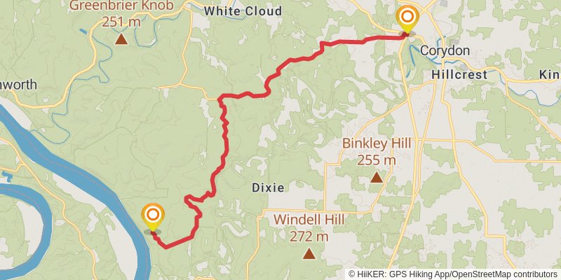 American Discovery Trail South Route - Indiana stage 15 Map