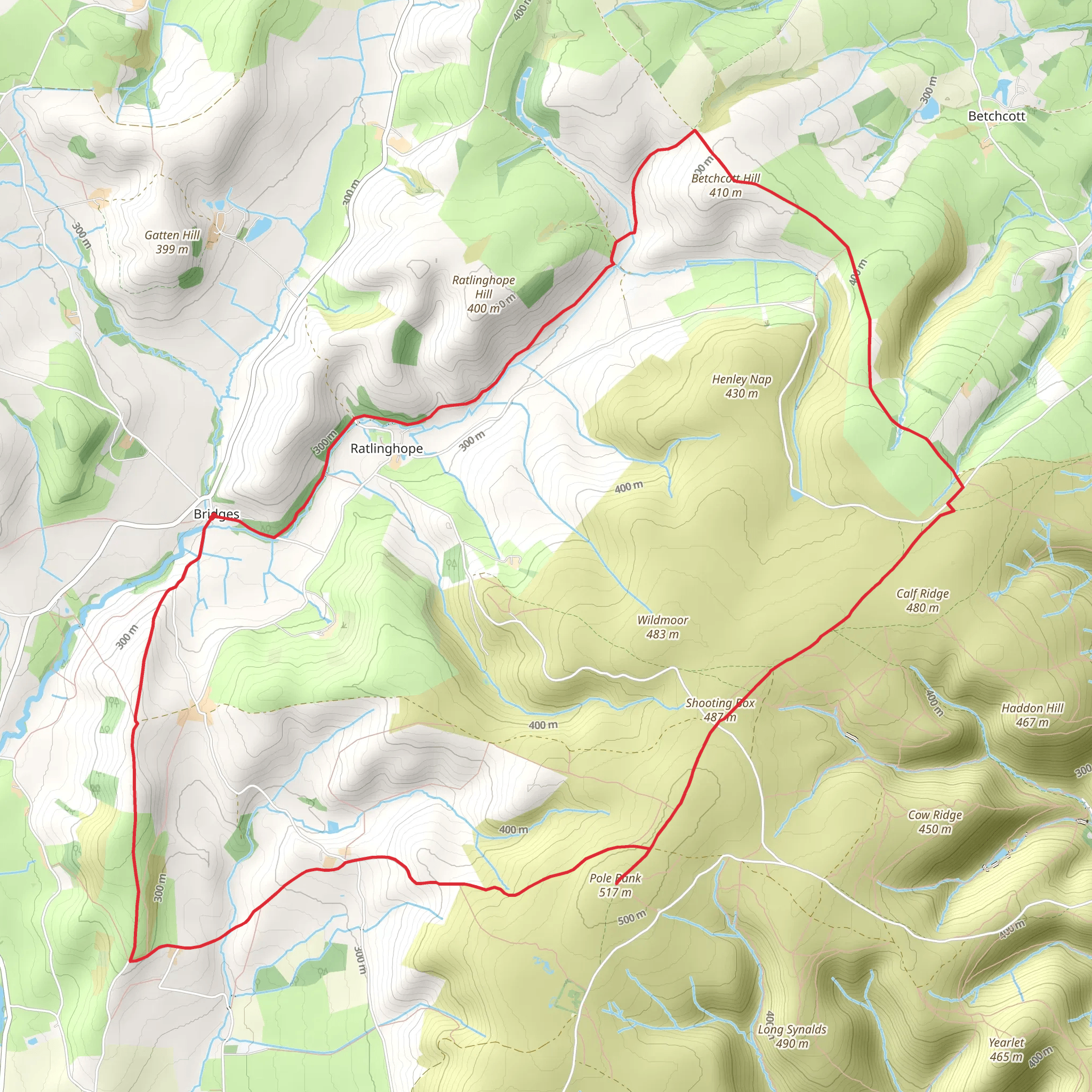 Adstone Hill - Medlicott and the Long Mynd from Bridges mobile static map