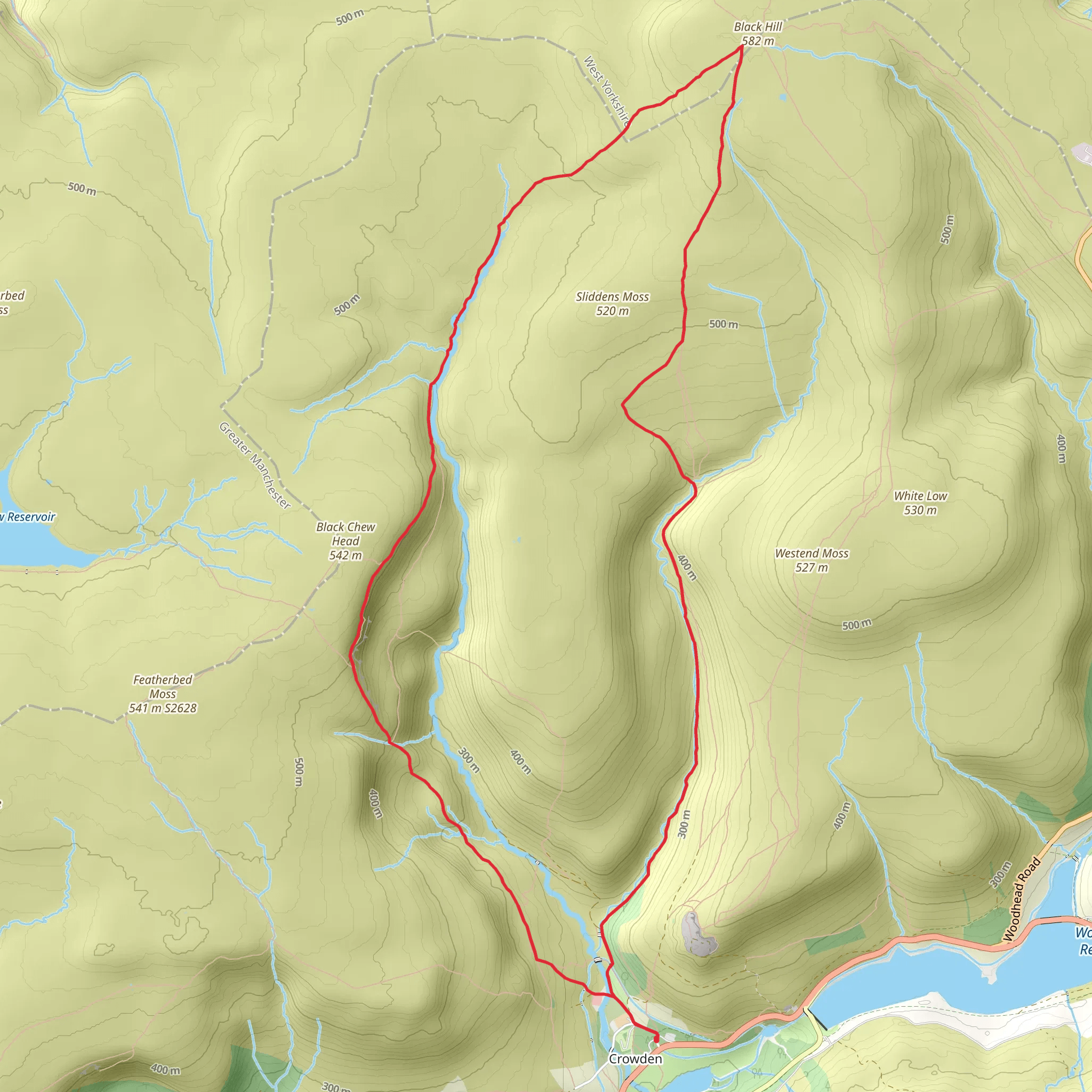 Crowden - Black Hill and Laddow Rocks mobile static map
