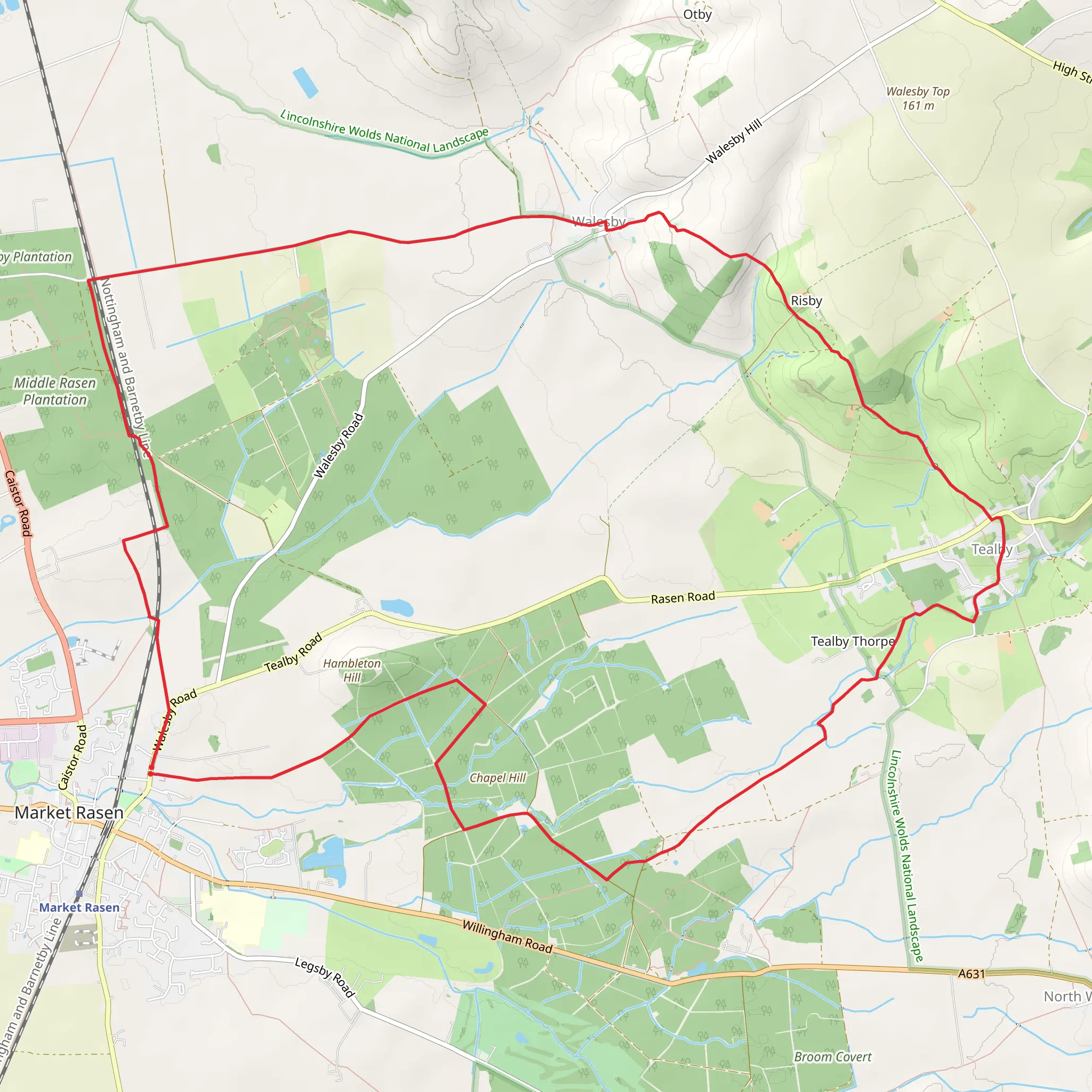 Market Rasen Loop mobile static map