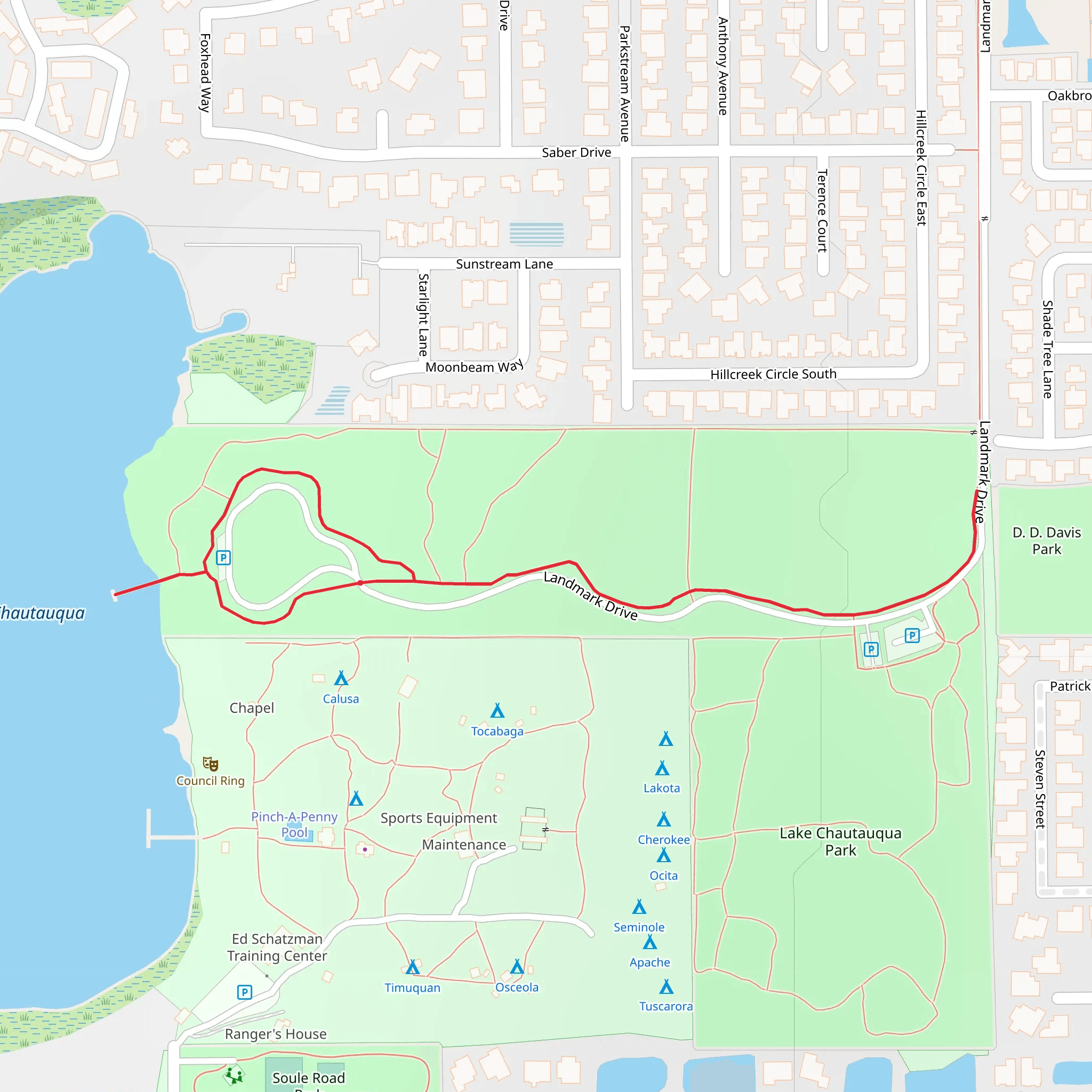 Lake Chautauqua Park Loop mobile static map