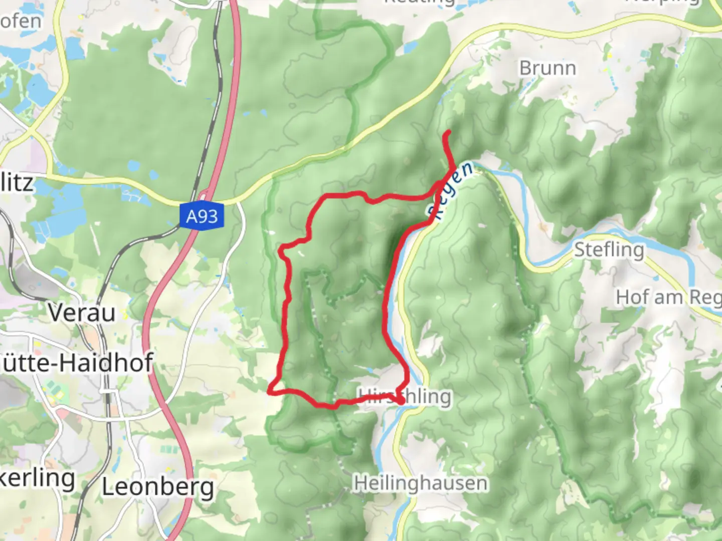 An image depicting the trail Wichtel Fels, Lurchi Fels, Burgruine Stockenfels and Naturwaldreservat Teufel Gsperr Loop and its surrounding area.