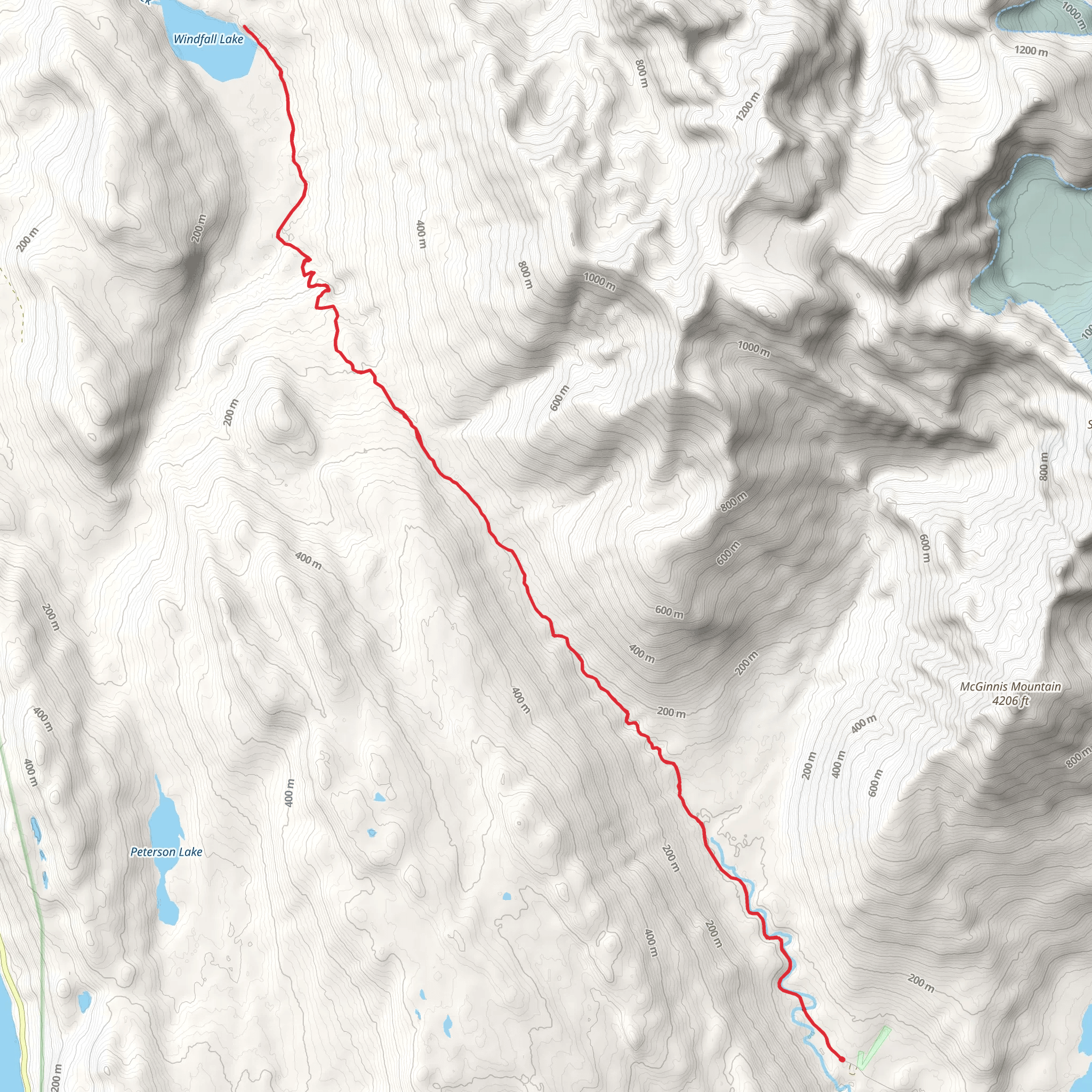 Windfall Lake via Montana Creek Road mobile static map