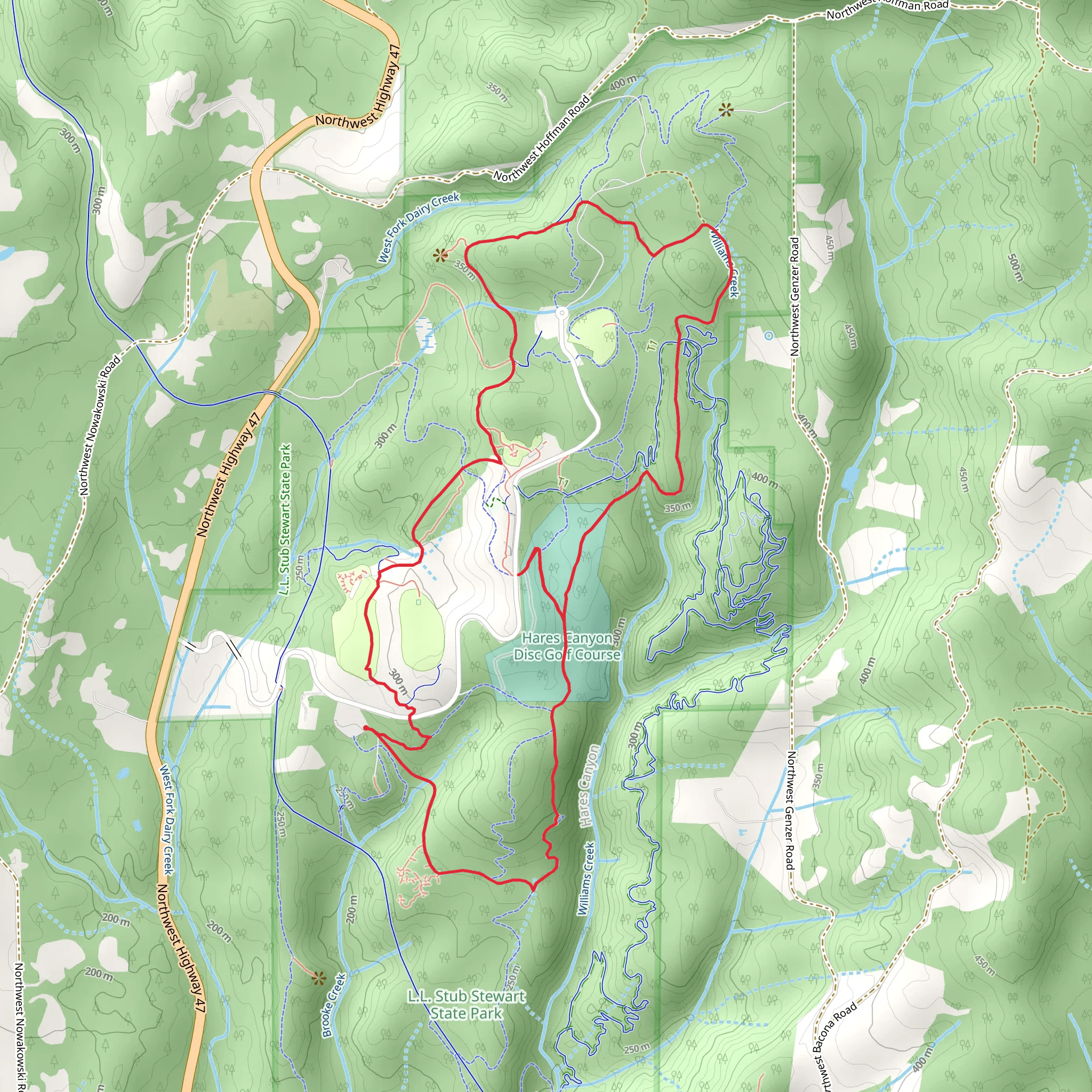 Brooke Creek, Hares Canyon and Barberchair Loop Trail mobile static map