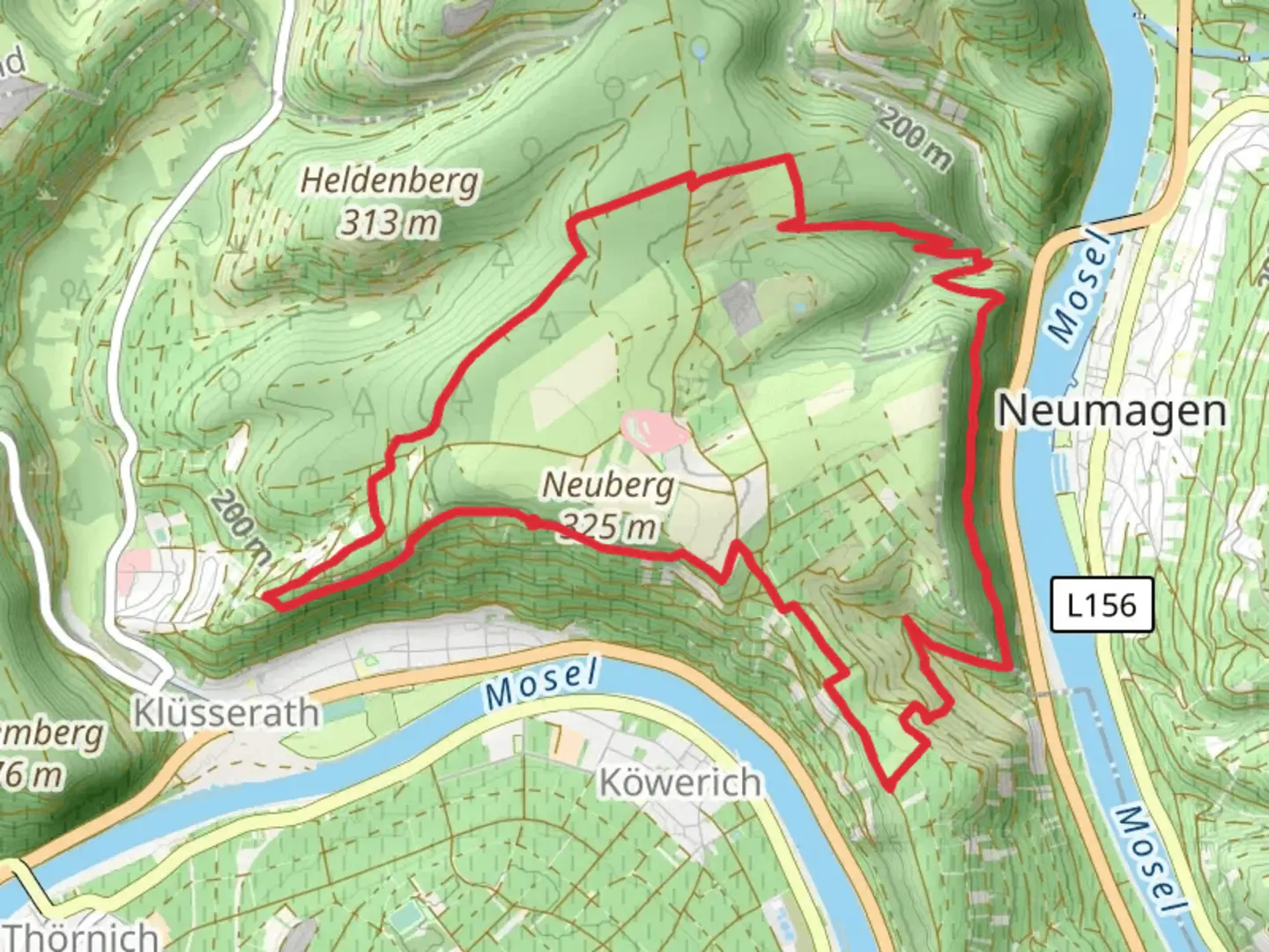 An image depicting the trail Neuberg, Eselstratt and Heldberg Loop and its surrounding area.