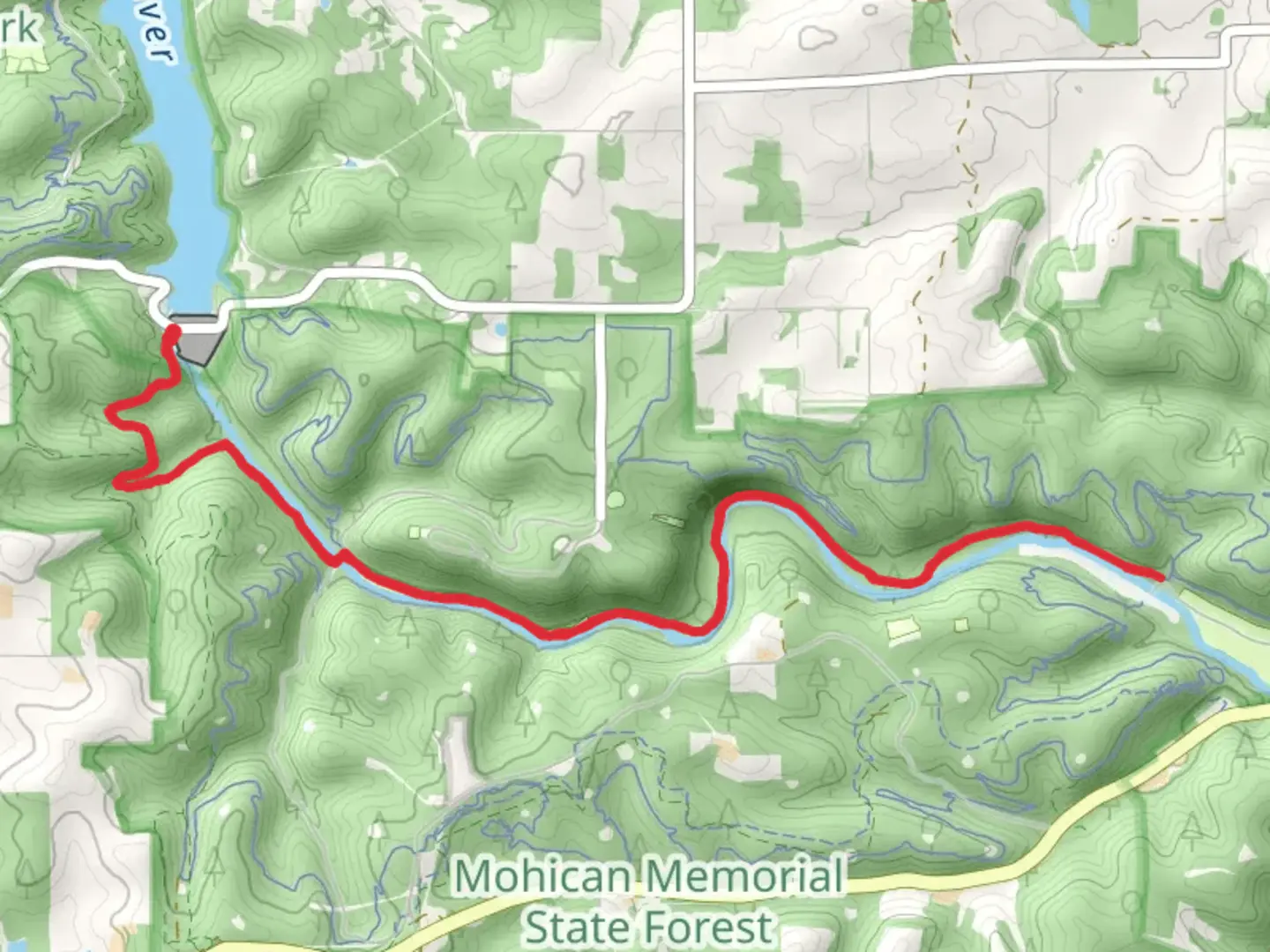 An image depicting the trail Clear Fork Mohican River and its surrounding area.