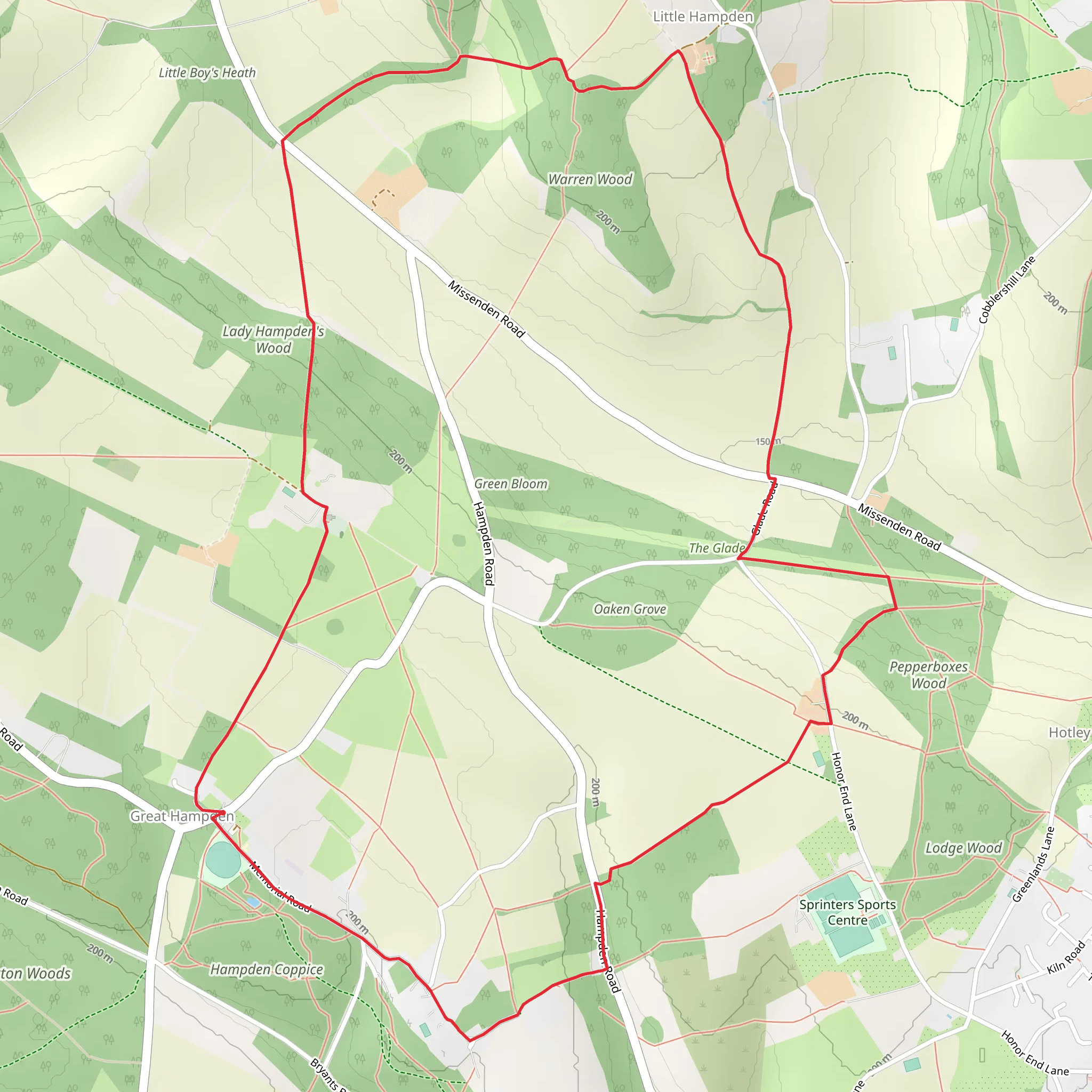 Great Hampden to Little Hampden Loop mobile static map