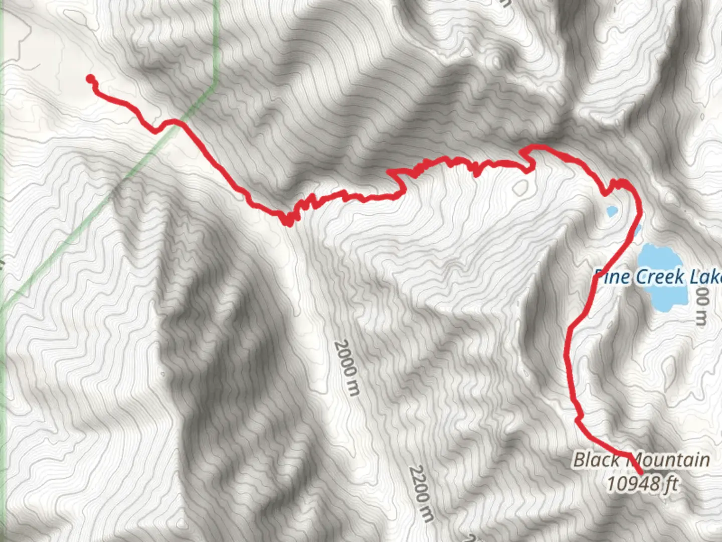 An image depicting the trail Black Mountain, Pine Creek Lake and Jewel Lake via Pine Creek Trail and its surrounding area.