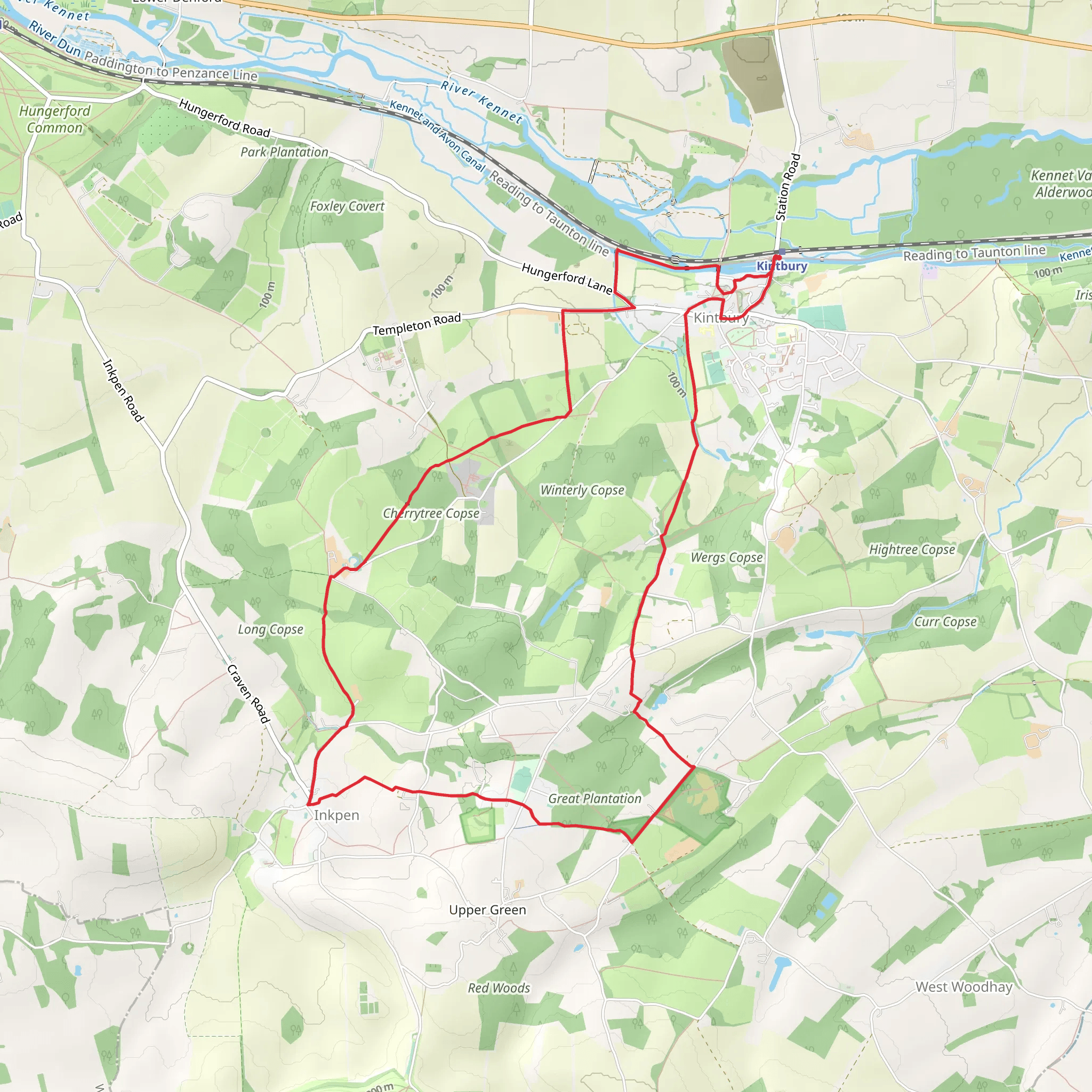 Kintbury to Inkpen Loop mobile static map