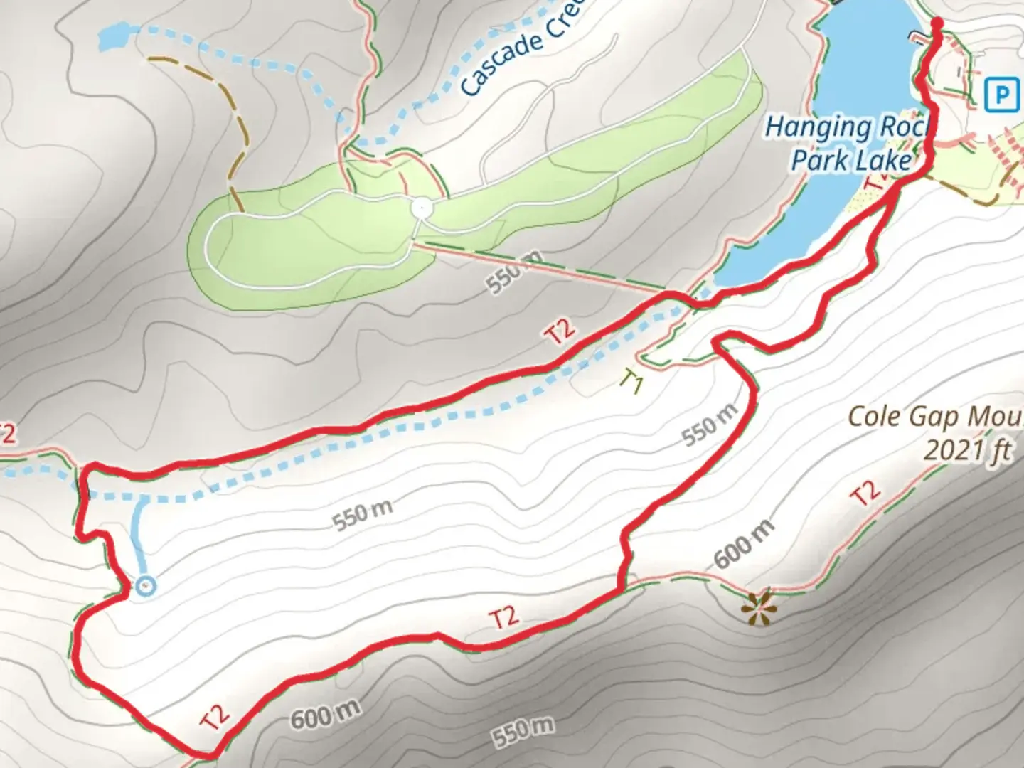An image depicting the trail Moores Wall, Magnolia Springs and Cooks Wall Loop Trail and its surrounding area.
