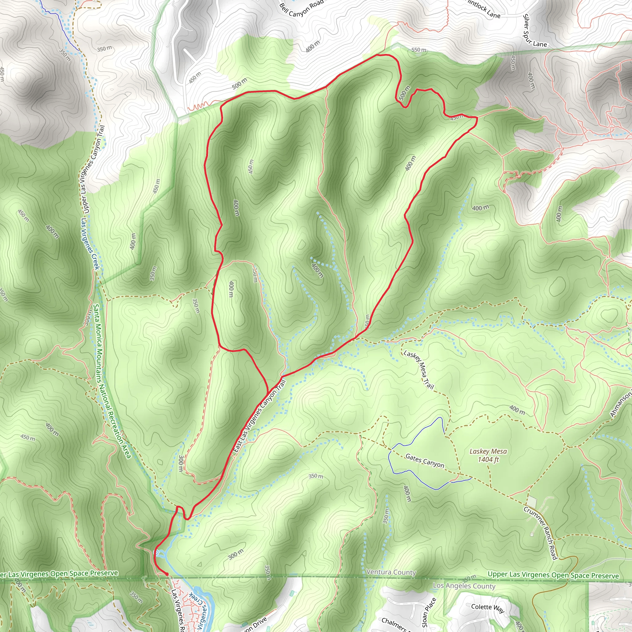 East Las Virgenes Canyon Trail - Las Virgenes Road mobile static map