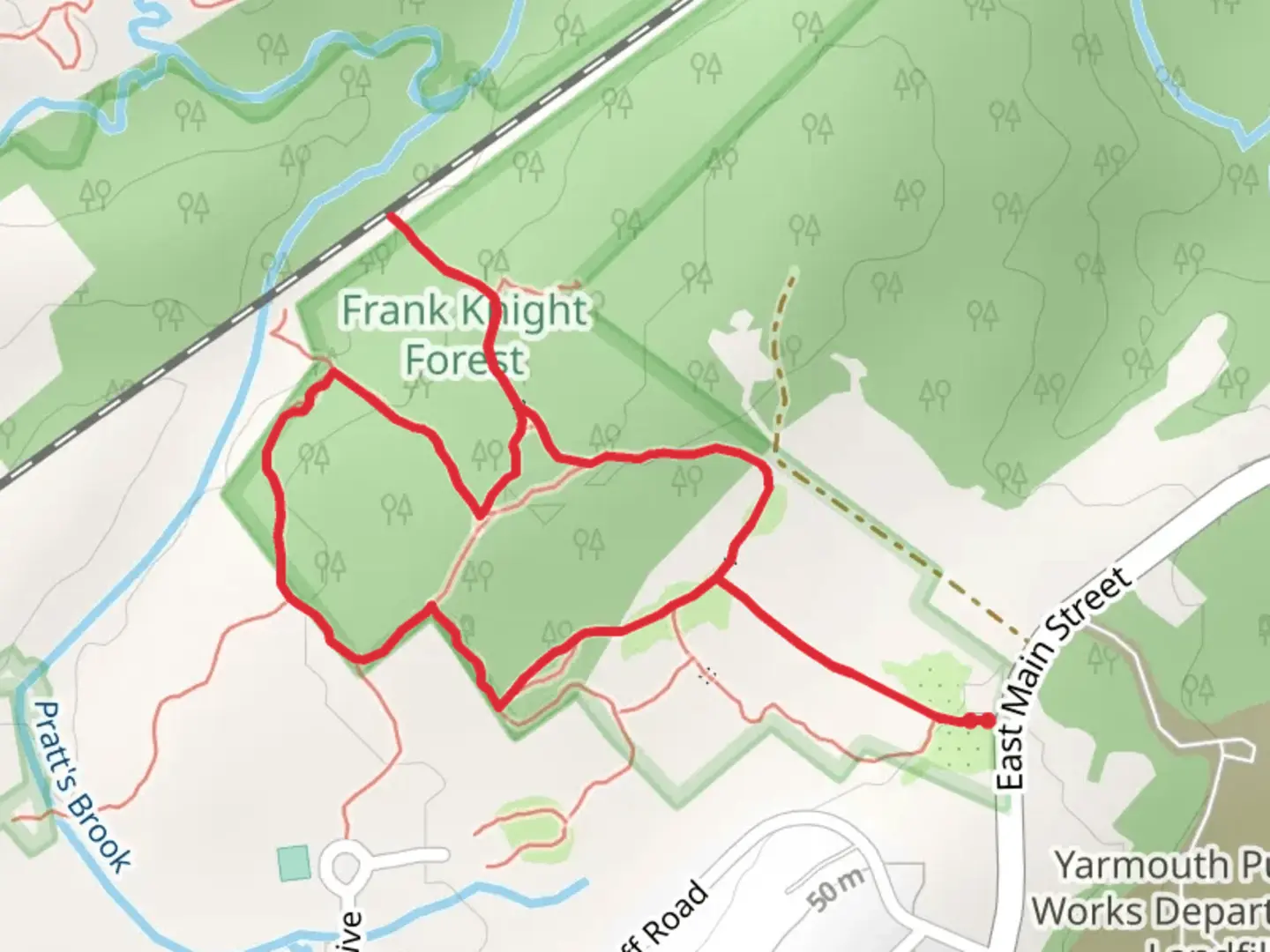 An image depicting the trail Short Loop Trail from East Main Street and its surrounding area.