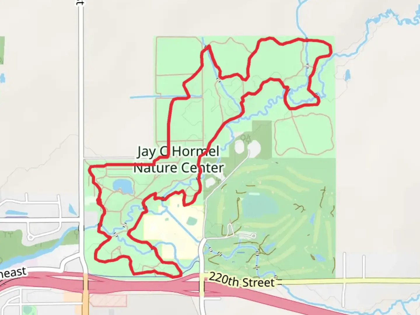 An image depicting the trail Restored Prairie, Prairie Garden and South Loop Trail and its surrounding area.