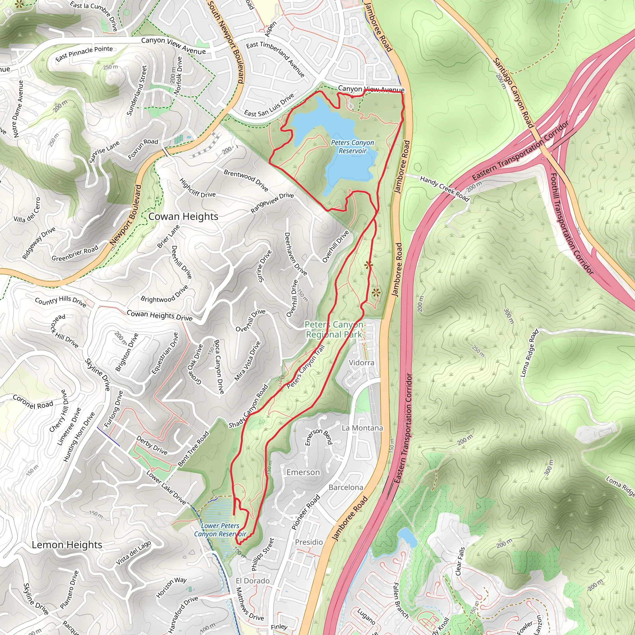 Peters Canyon Reservoir Loop mobile static map