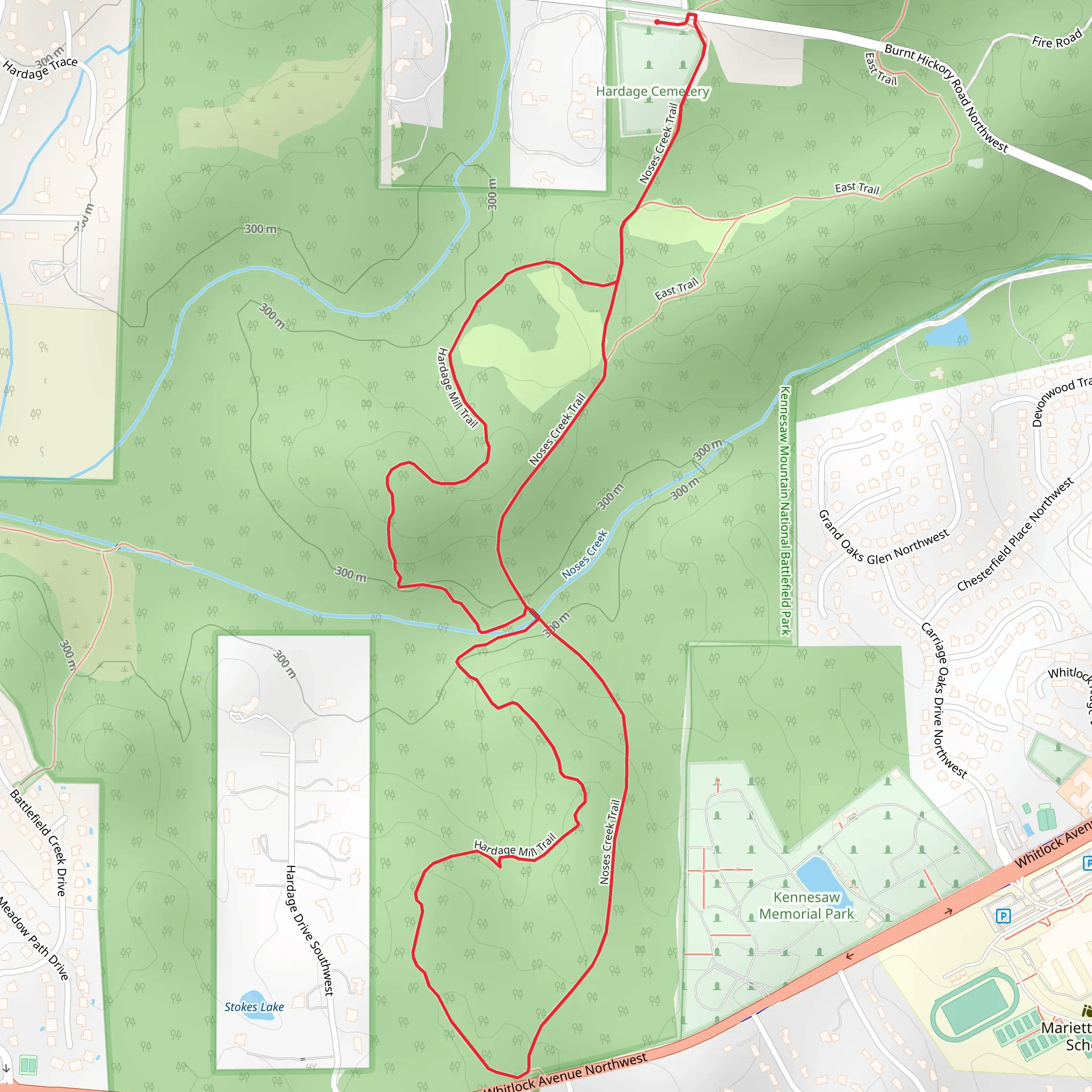 Noses Creek - Hardage Mill Loop Trail mobile static map