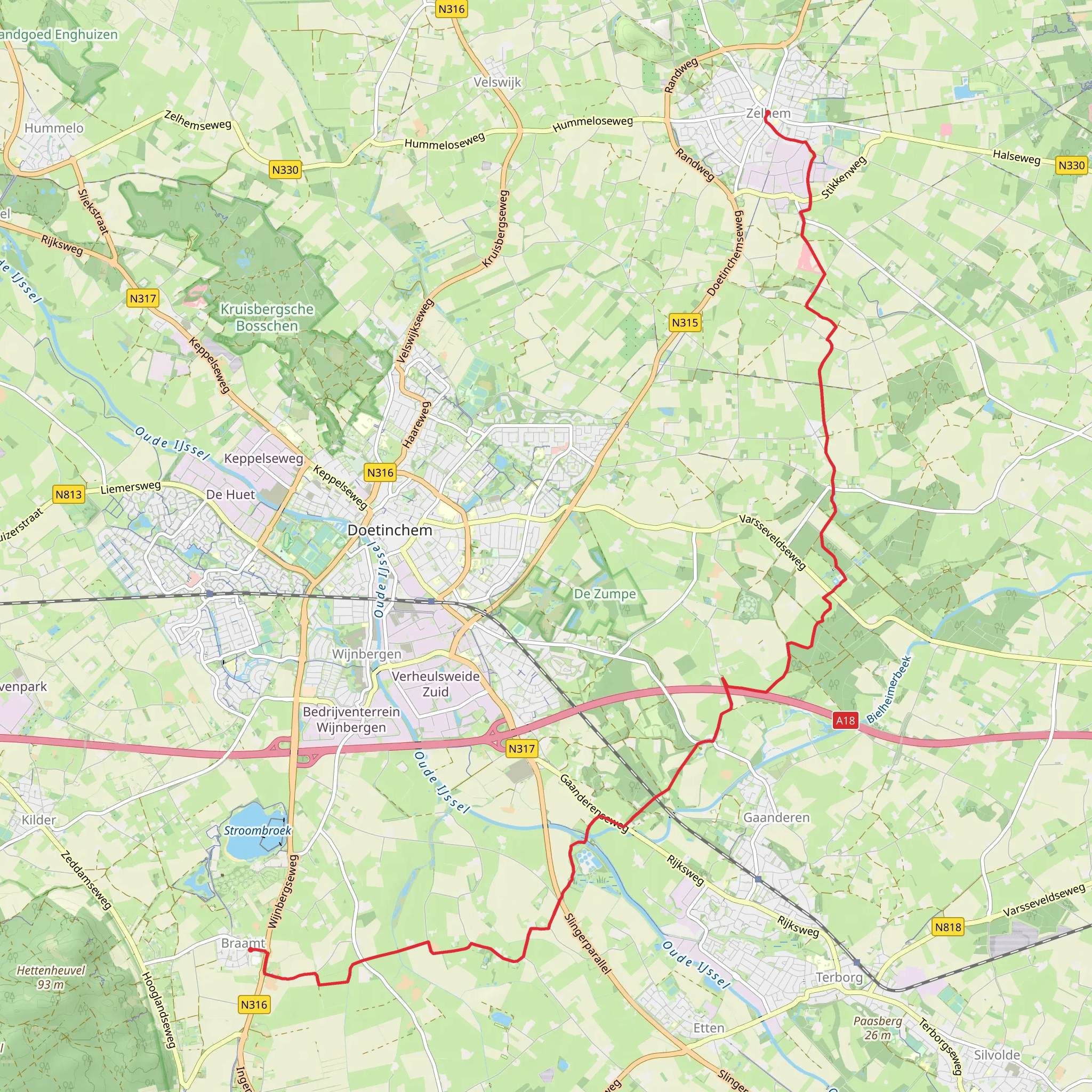 Braamt to Zelhem via Kasteel Slangenburg mobile static map