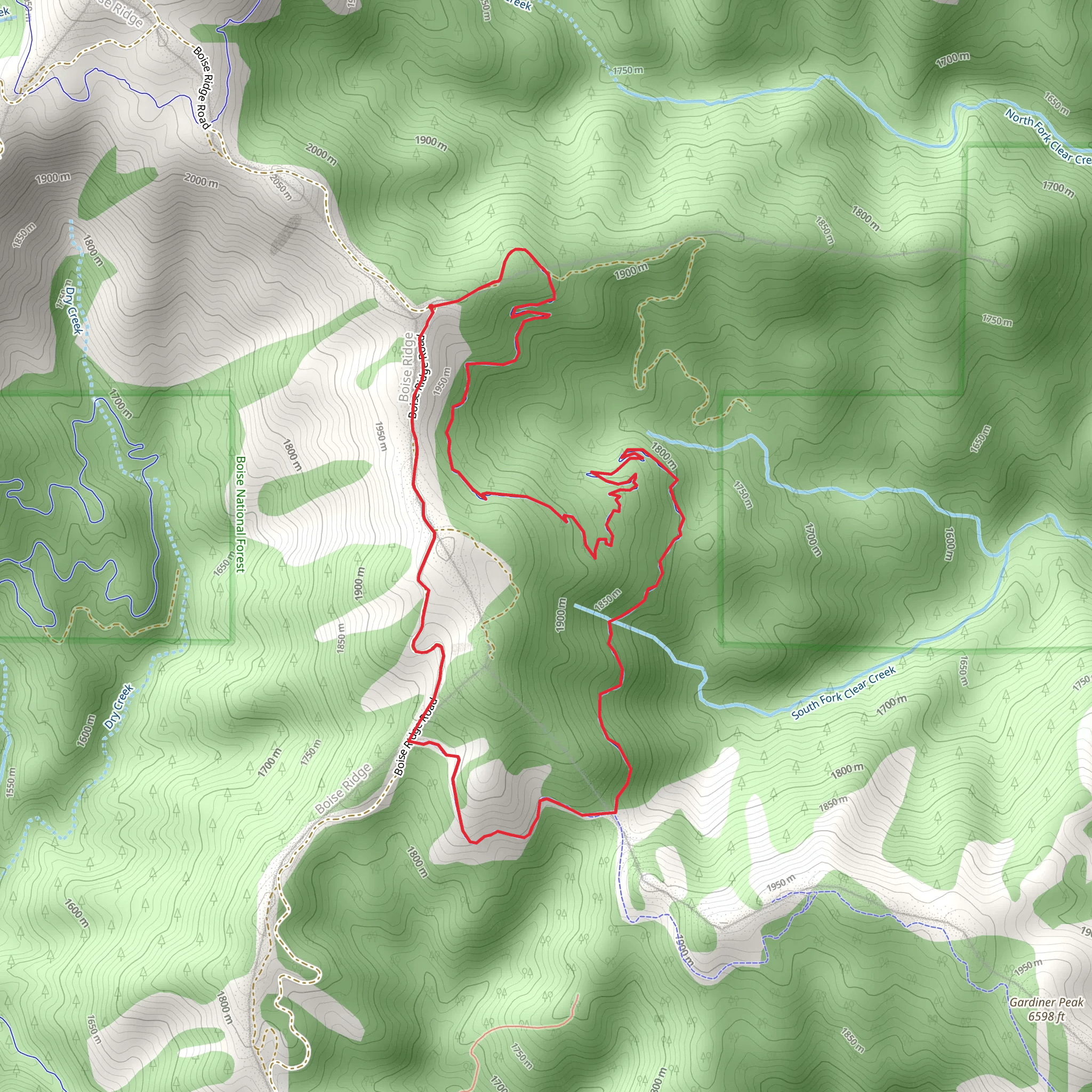 Boise Ridge Road and Mahalo Loop mobile static map