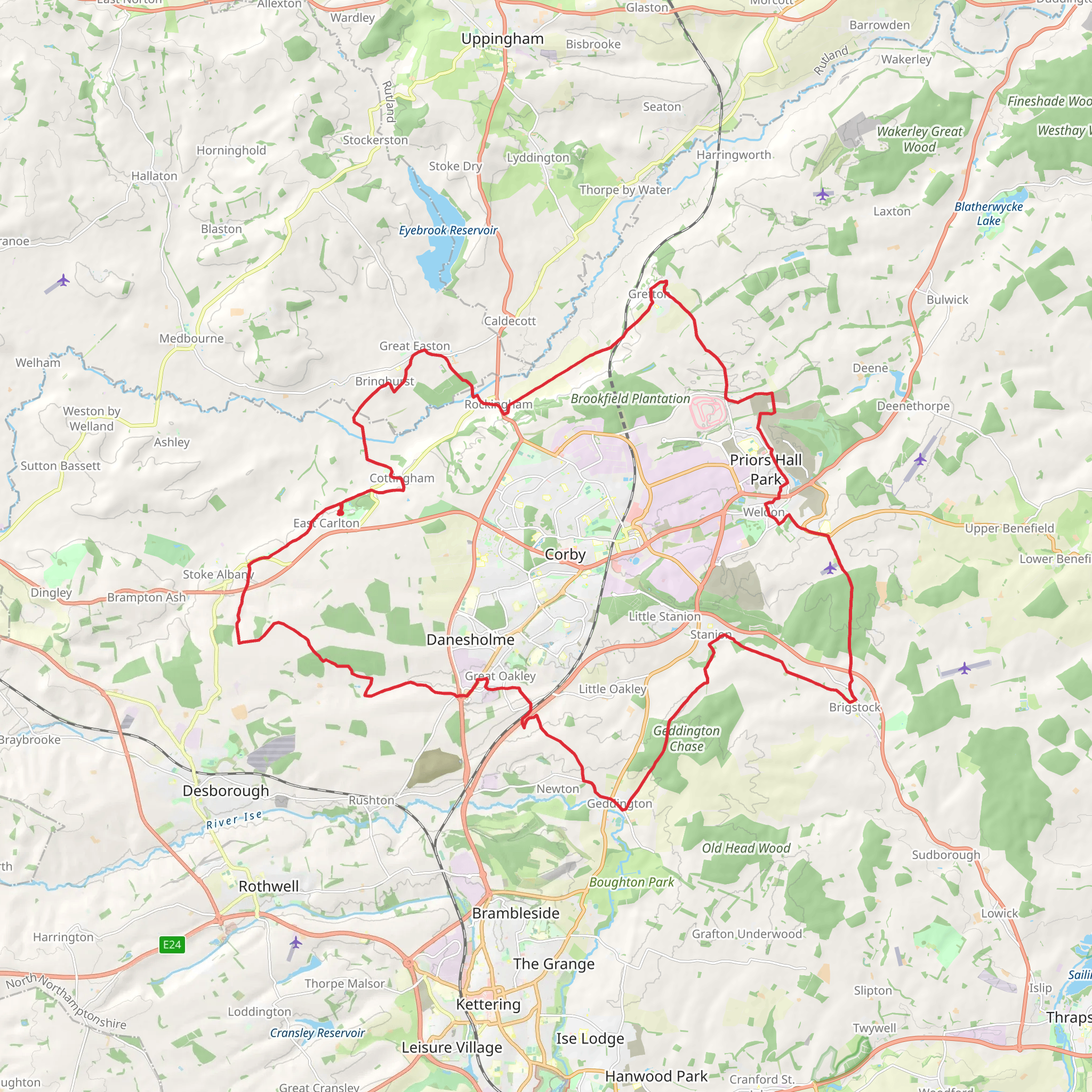 Corby Loop from East Carlton mobile static map