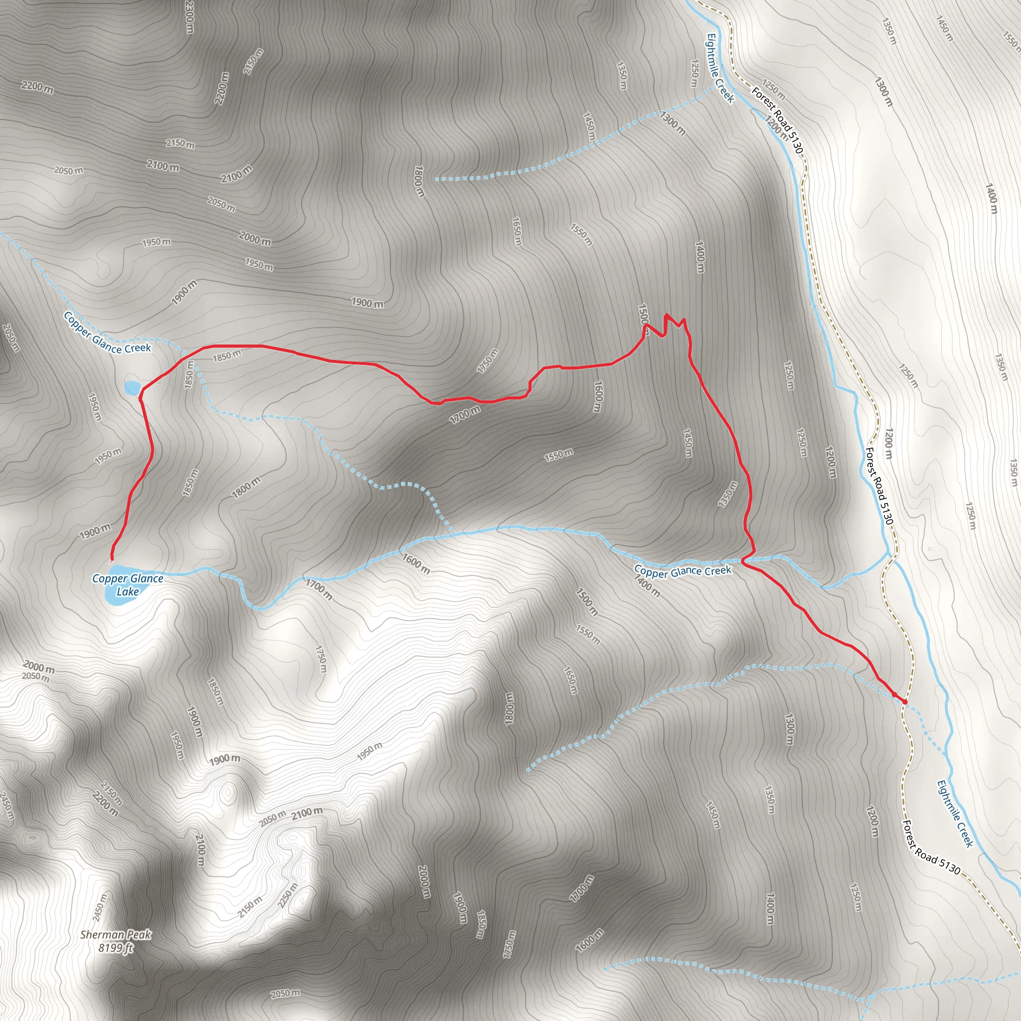 Copper Glance Lake Trail mobile static map