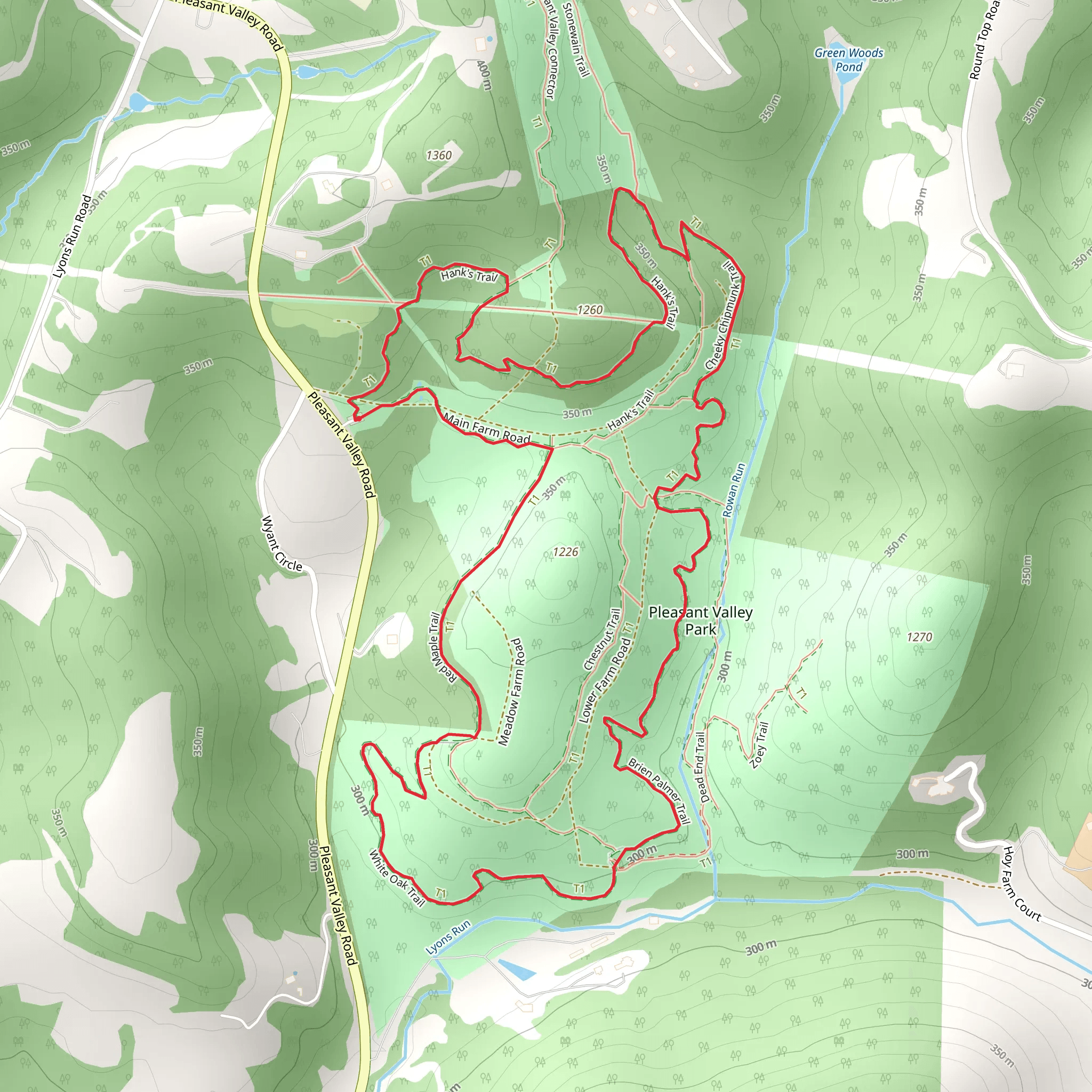Rowan Run and Hank's Trail Loop mobile static map