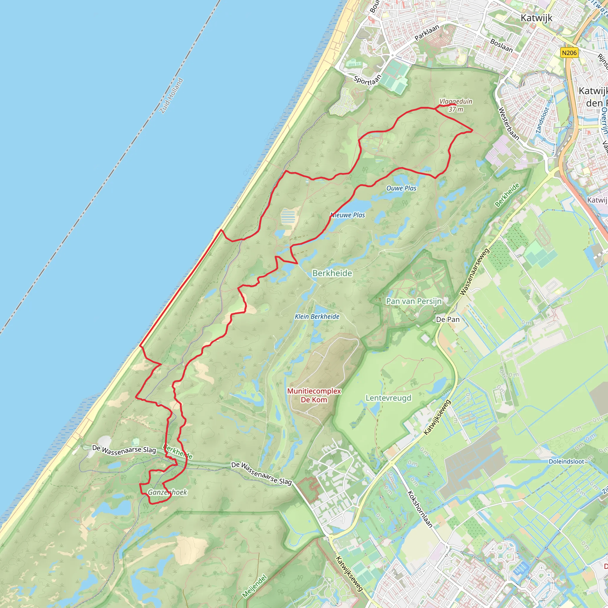 Knolletjesdel, Meyvogele, Nieuwe Plas and Vlaggeduin Loop mobile static map