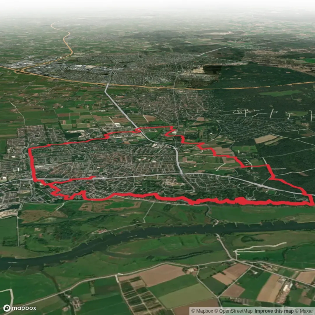 An image depicting the trail Bergpad and Wageningse Engpad Loop and its surrounding area.