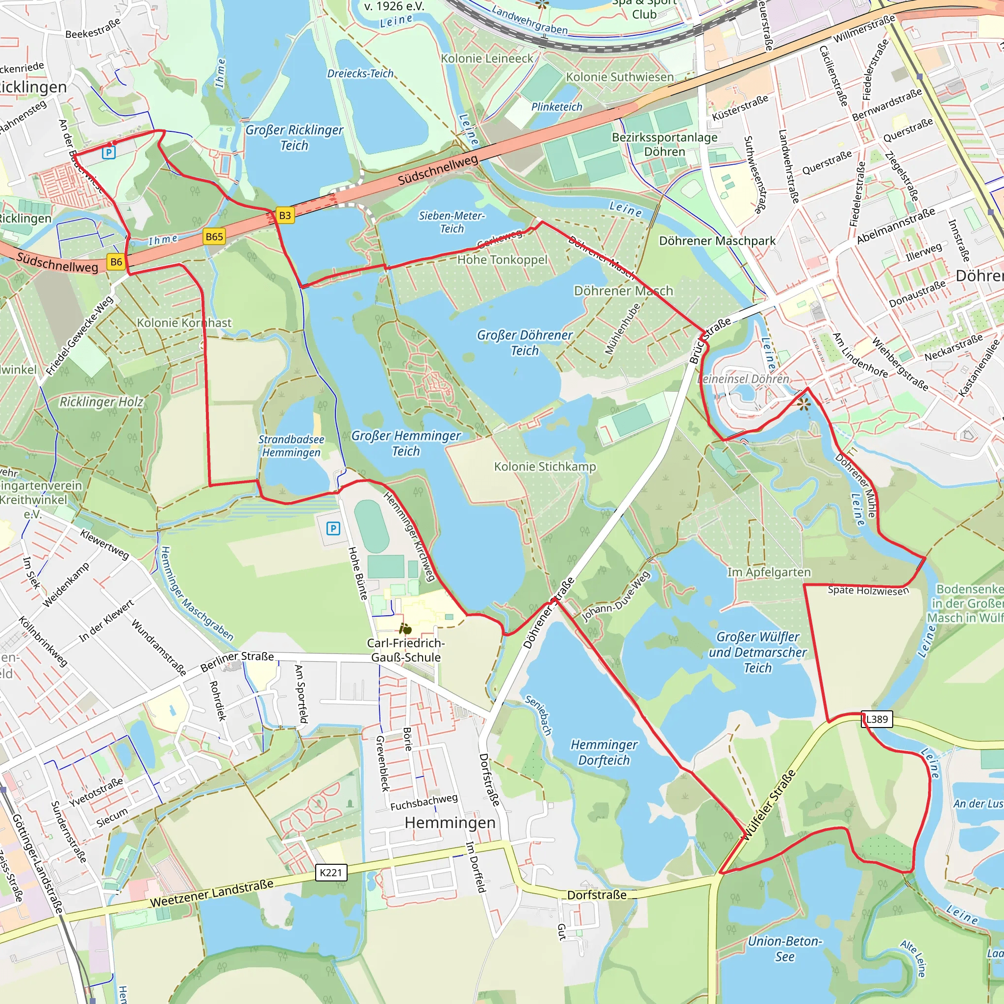 Hemmingen Lakes Loop mobile static map