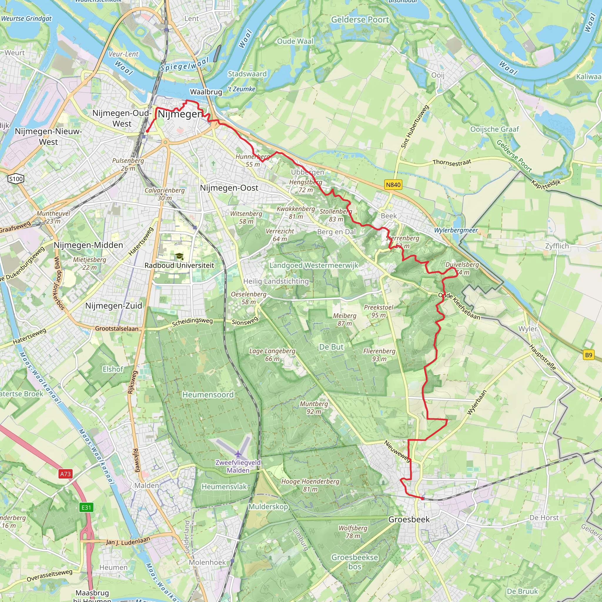 Grenzland Draisine to Centraal Station via Landgoed Nederrijk Vossenberg and Boterberg mobile static map
