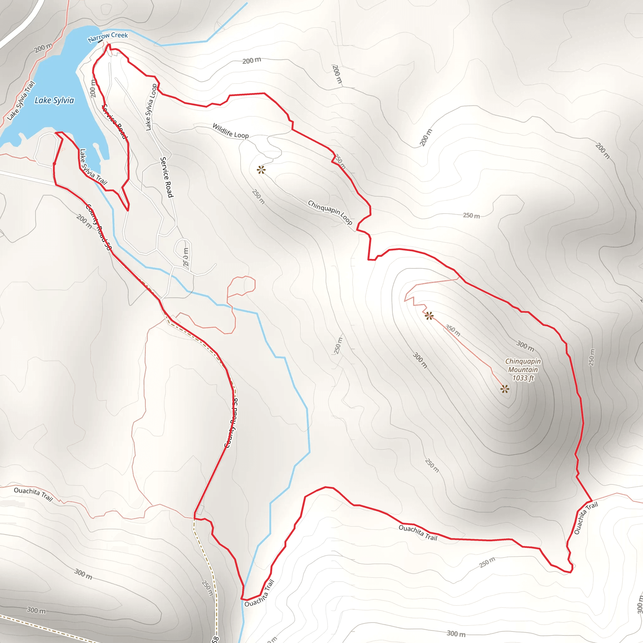Lake Sylvia and Ouachita Loop Trail mobile static map
