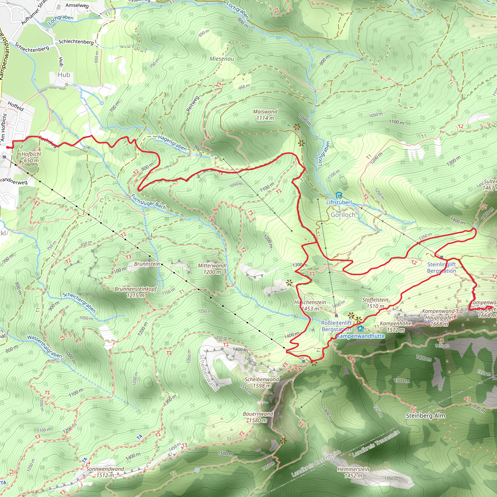 Kampenwand Innerer via Ziehweg and Kaisersale mobile static map