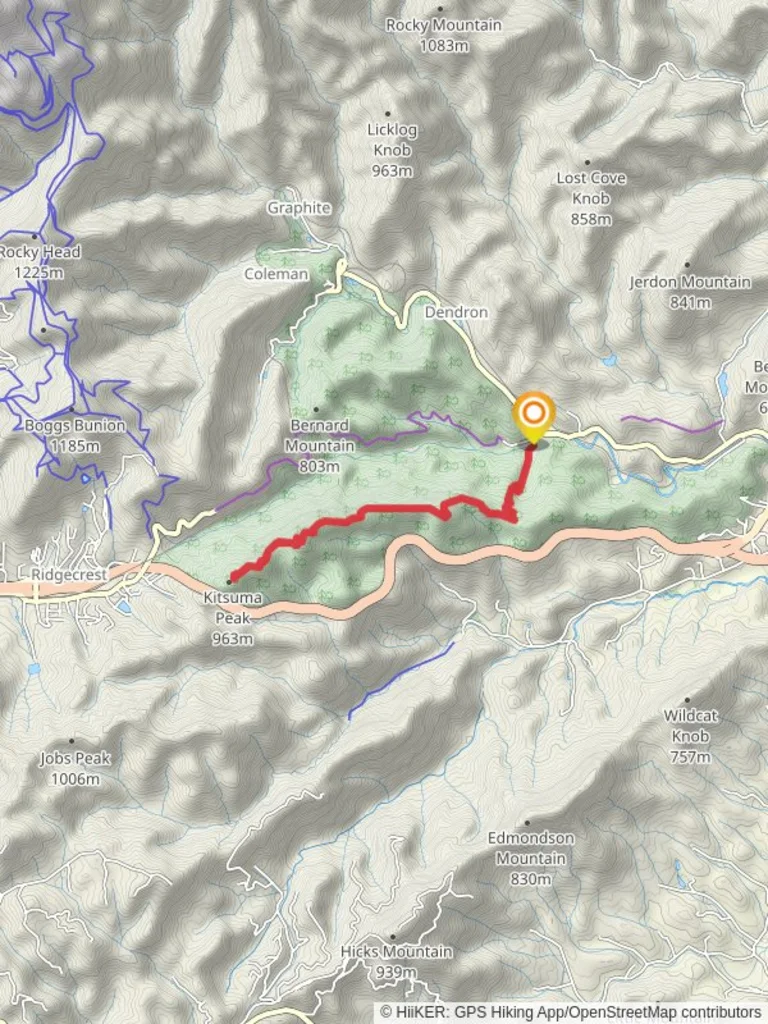 An image depicting the trail Kitsuma Peak via Youngs Ridge Trail and its surrounding area.