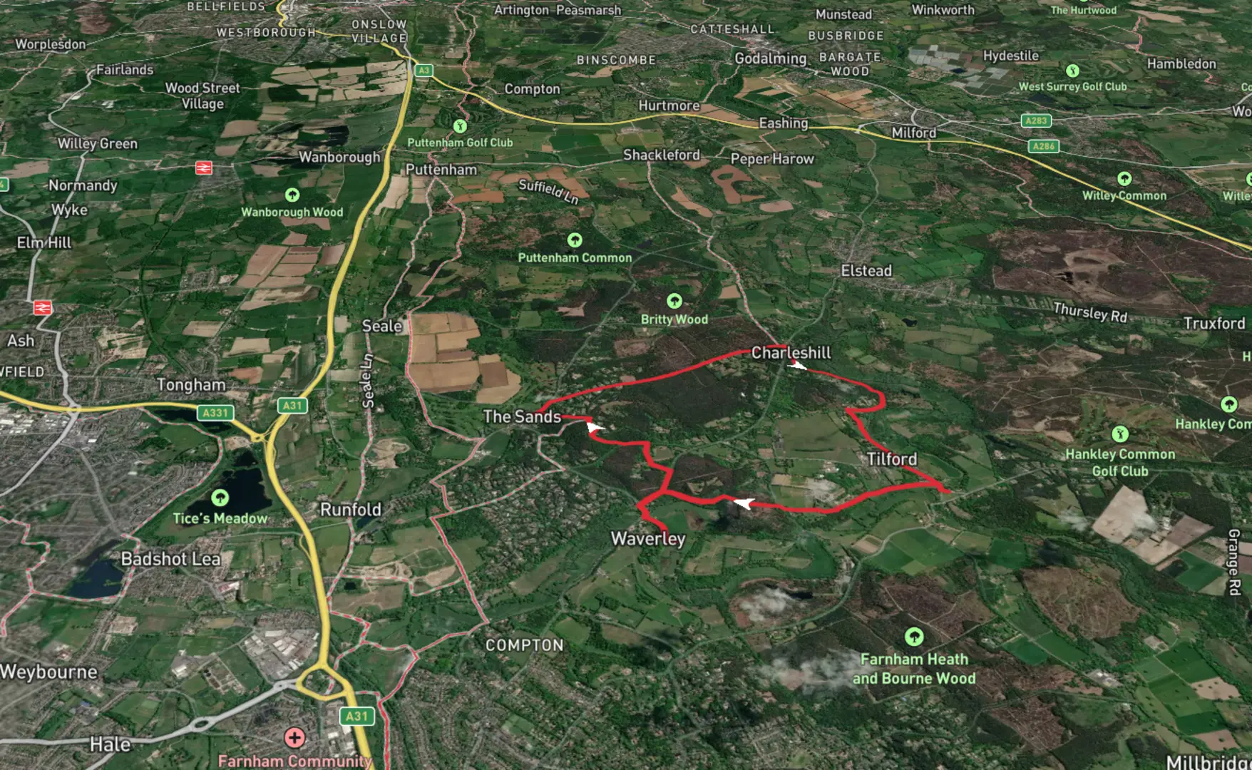 Crooksbury Hill Loop from Tilford Surrey England